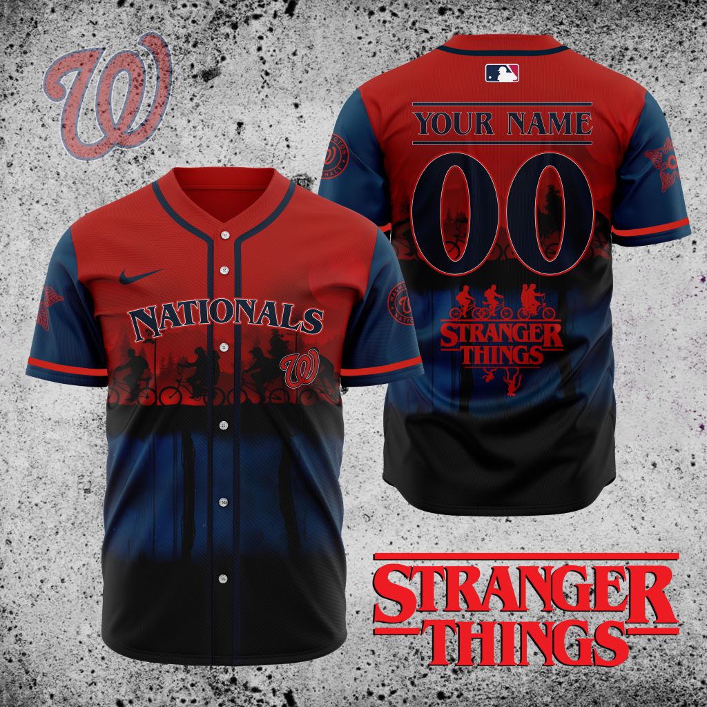 Premium Mlb Washington Nationals X Stranger Things Custom Baseball Jersey