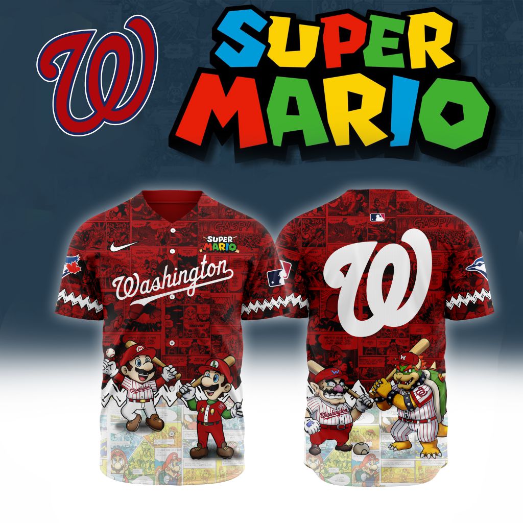 Premium Mlb Washington Nationals X Super Mario Custom Baseball Jersey