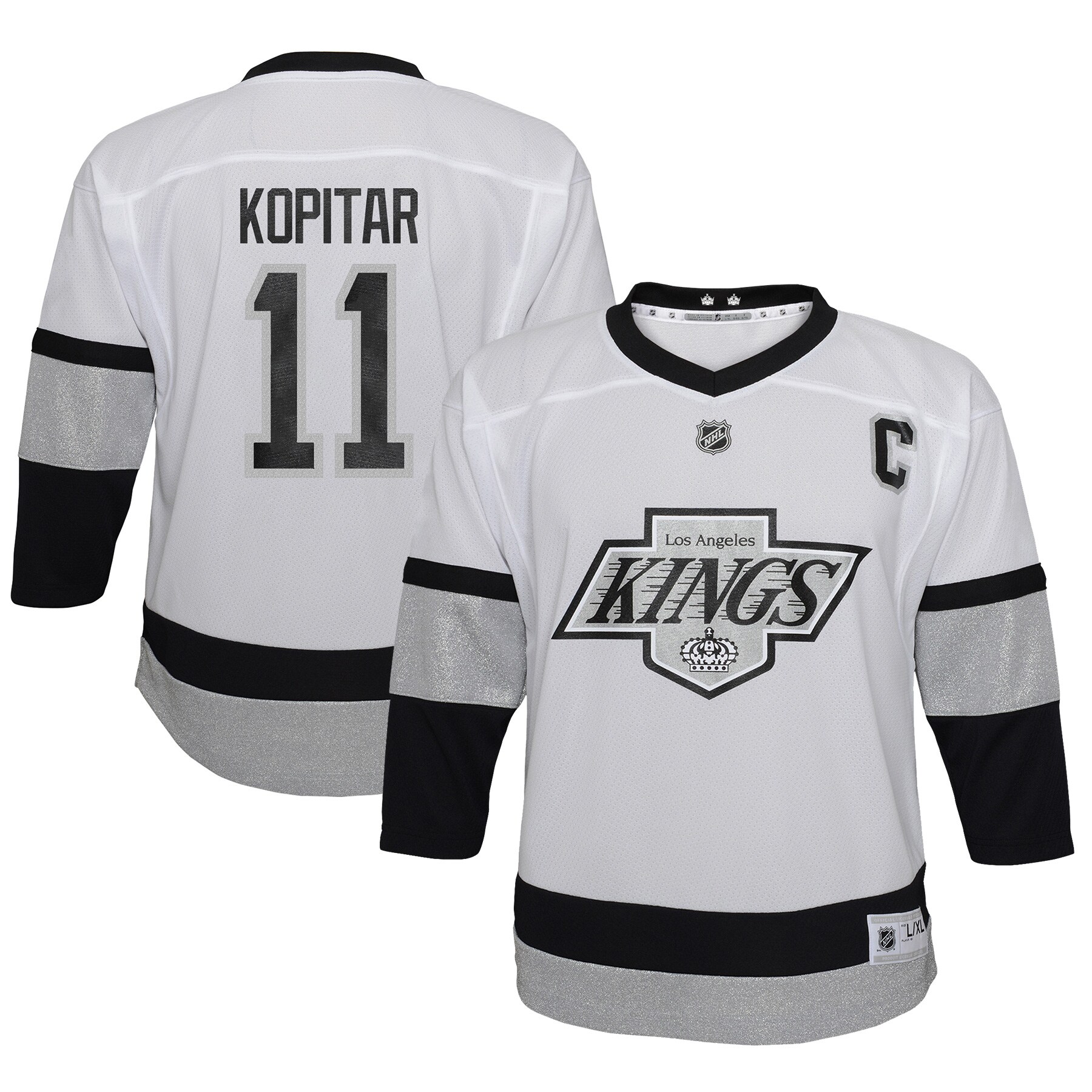 Preschool Los Angeles Kings Anze Kopitar White 2021/22 Alternate Player Hockey Jersey - JS394 