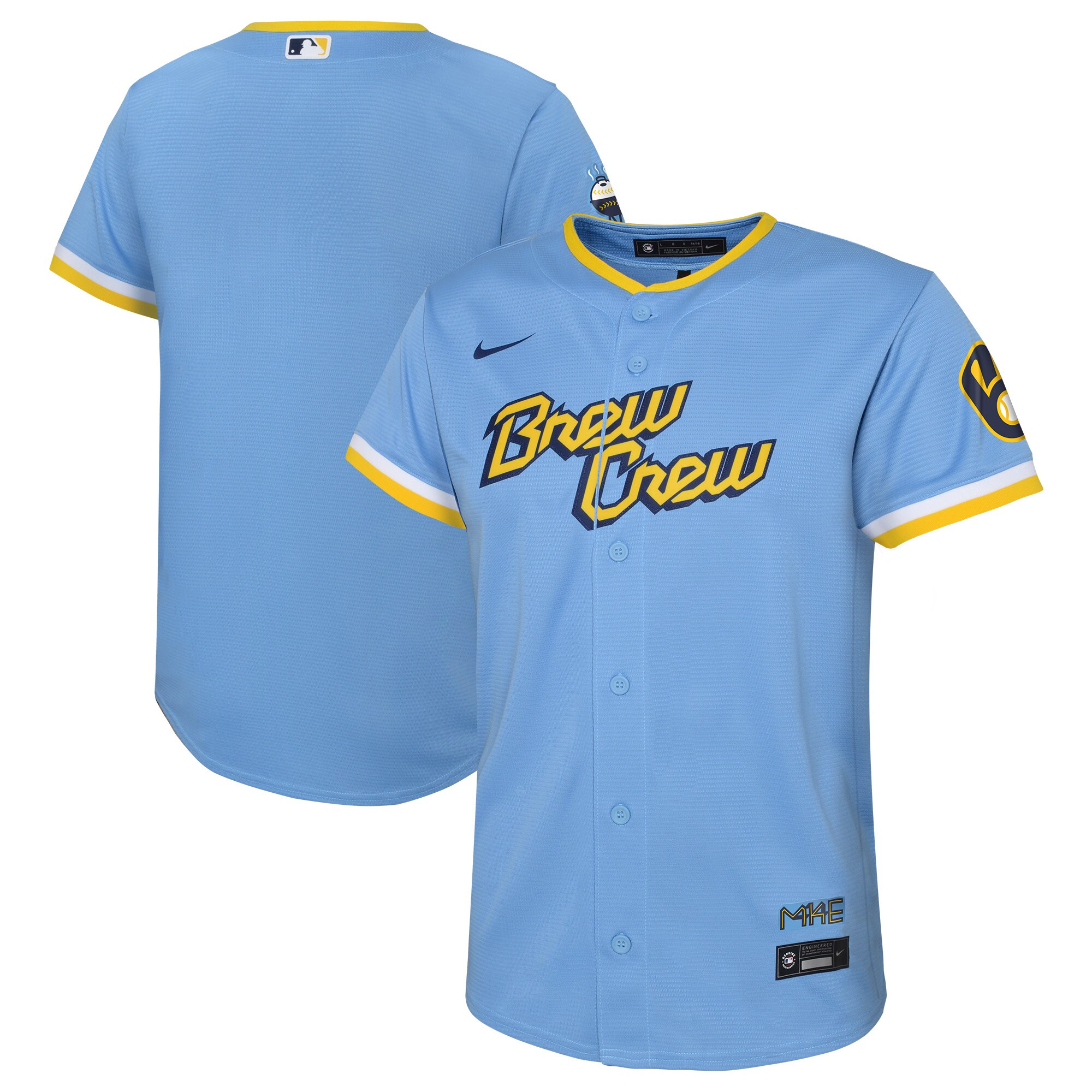 Preschool Milwaukee Brewers Christian Yelich Powder Blue City Connect Player Baseball Jersey 