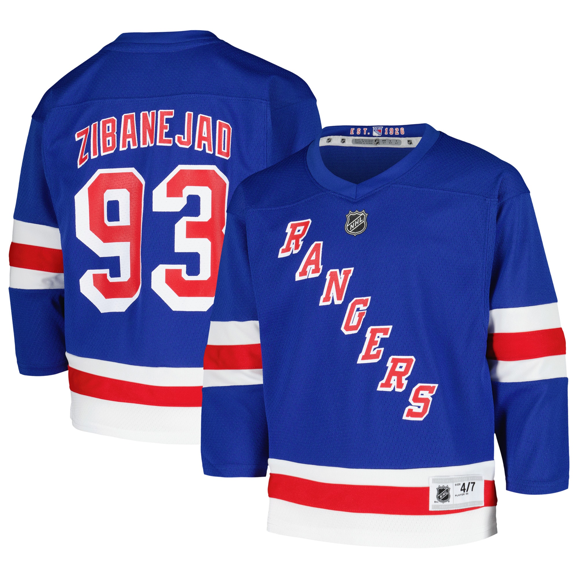 Preschool New York Rangers Mika Zibanejad Blue Home Player Hockey Jersey - JS352 