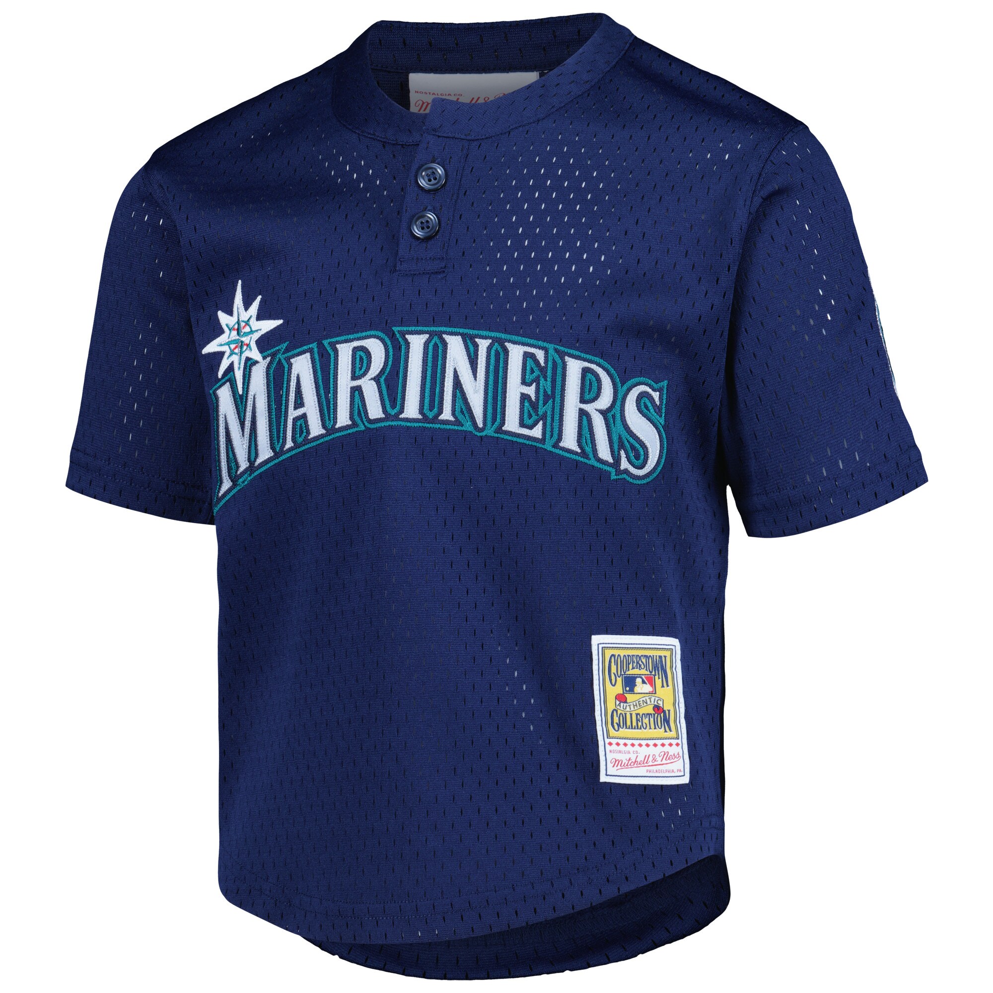Alternative view of Preschool Seattle Mariners Ken Griffey Jr. Mitchell & Ness Navy Cooperstown Collection Mesh Batting Practice Baseball Jersey 
