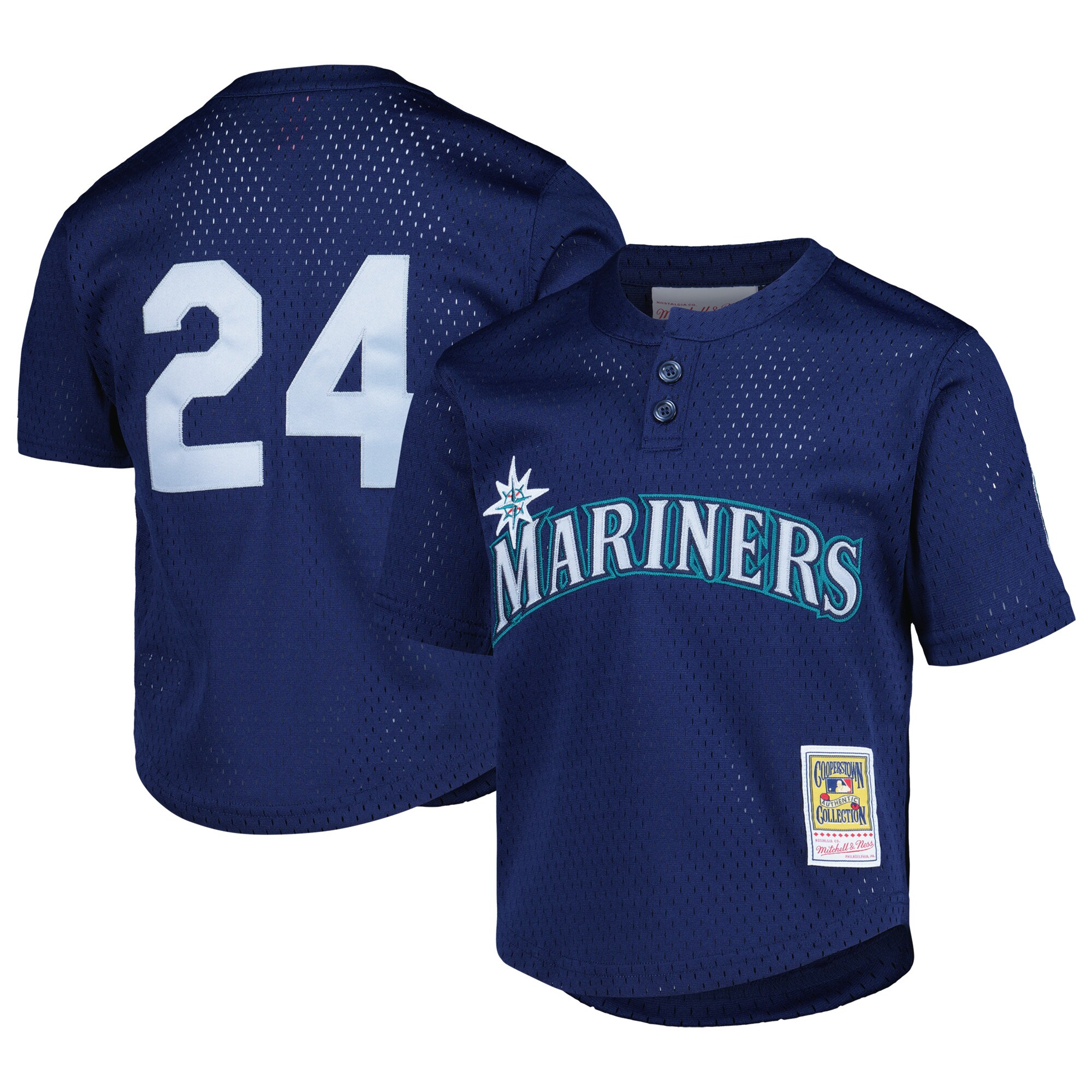 Preschool Seattle Mariners Ken Griffey Jr. Mitchell & Ness Navy Cooperstown Collection Mesh Batting Practice Baseball Jersey 