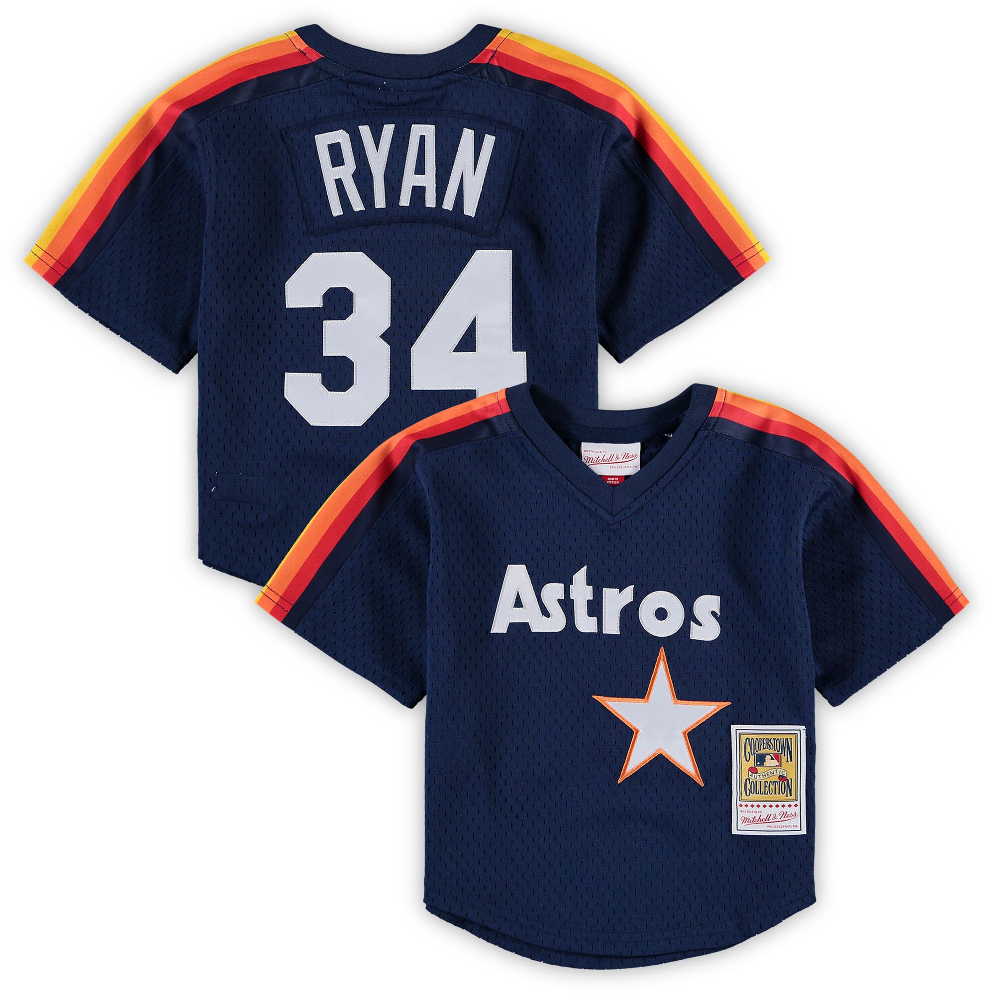 Preschool & Toddler Houston Astros Nolan Ryan Mitchell & Ness Navy Cooperstown Collection Mesh Batting Practice Baseball Jersey 