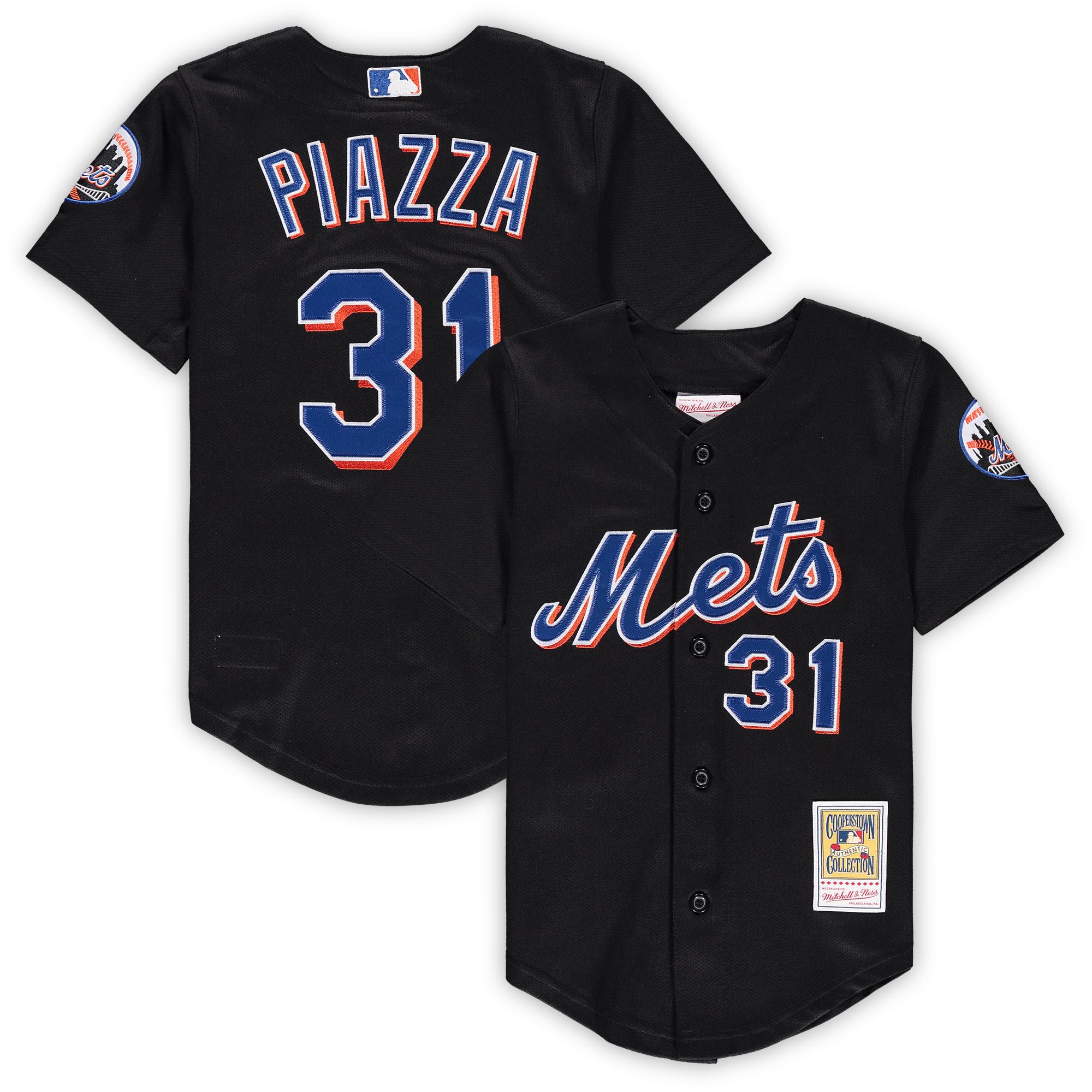Preschool & Toddler New York Mets Mike Piazza Mitchell & Ness Black Cooperstown Collection Mesh Baseball Jersey 