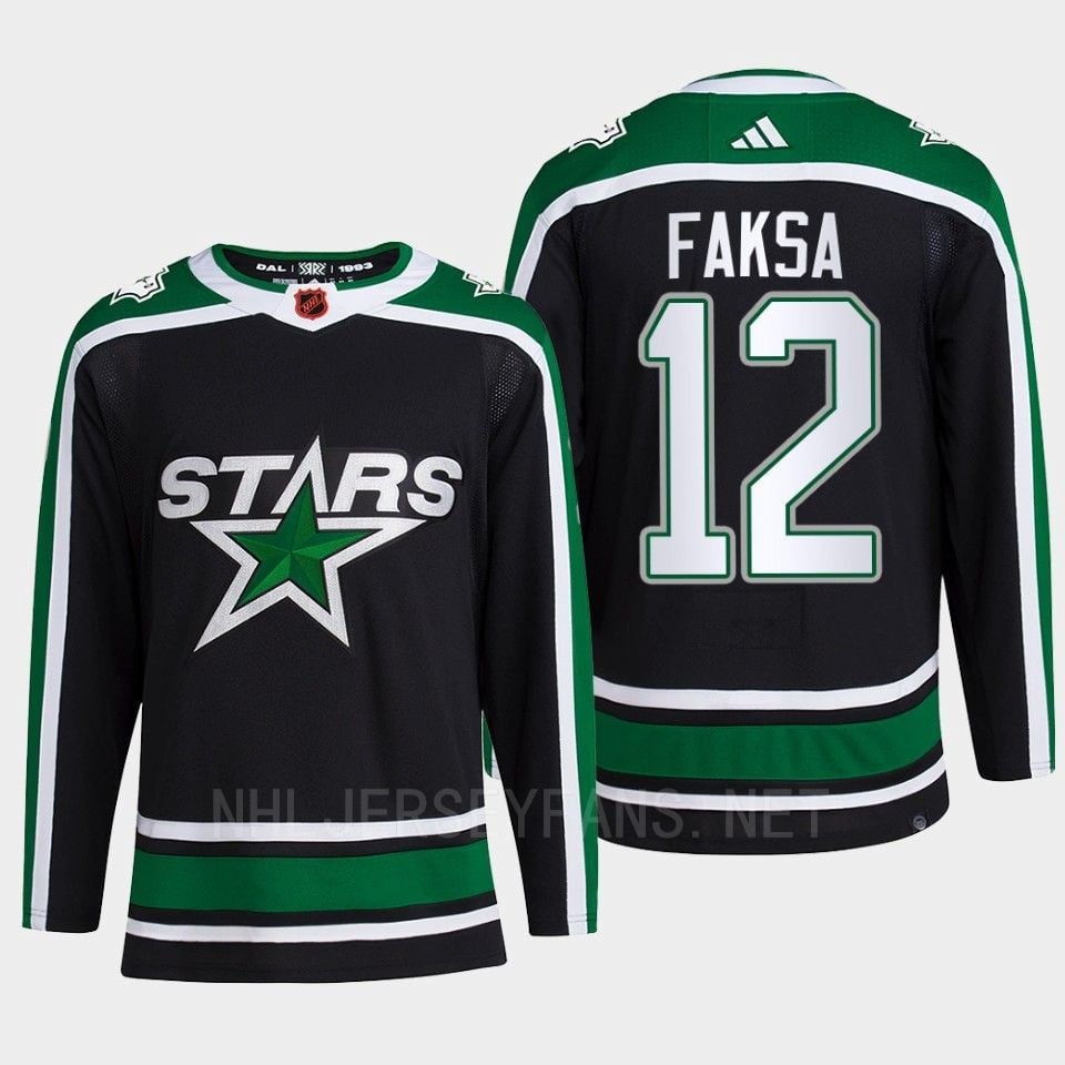 Radek Faksa 12 Reverse Retro 2.0 2022 Dallas Stars Black Hockey Jersey Pro Primegreen - JS657 