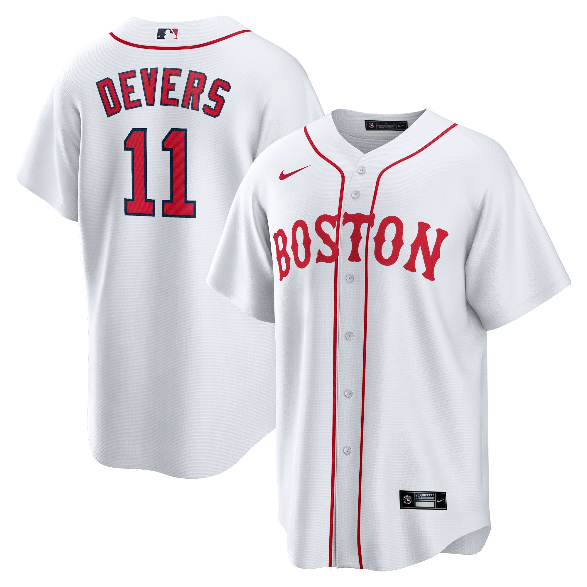 Alternative view of Rafael Devers Boston Red Sox 2021 Patriots’ Day Official Replica Player Jersey – White