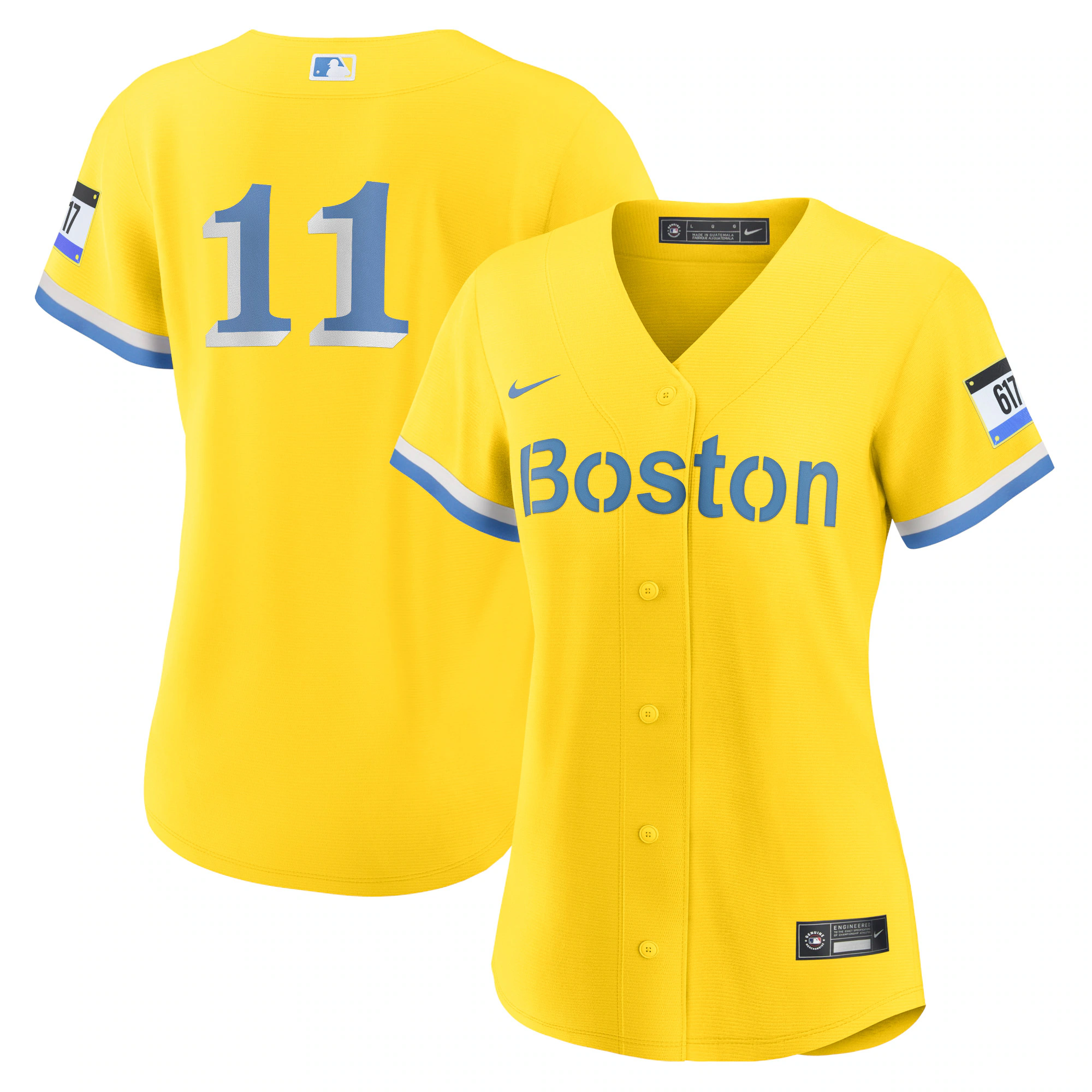 Alternative view of Rafael Devers Boston Red Sox Women’s City Connect Replica Player Baseball Jersey – Gold