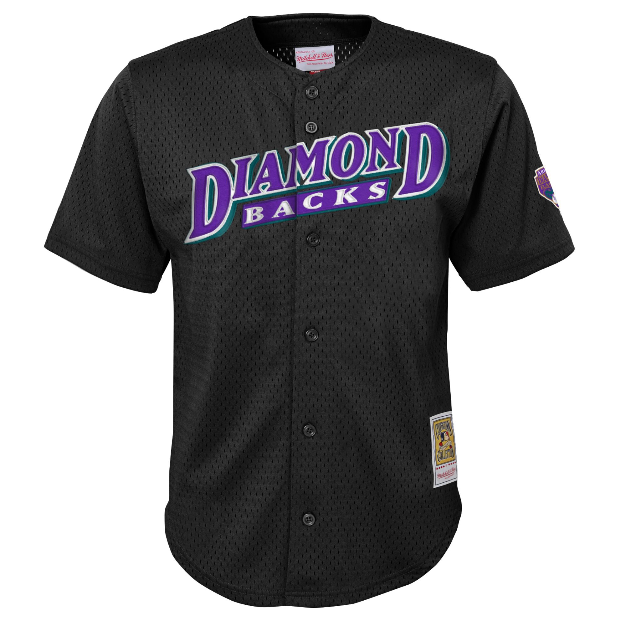 Alternative view of Randy Johnson Arizona Diamondbacks Mitchell & Ness Youth Cooperstown CollectionÃƒâ€šÃ‚Â mesh Batting Practice Baseball Jersey - Black