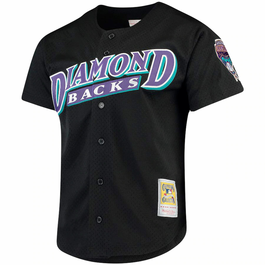 Alternative view of Randy Johnson Arizona Diamondbacks Mitchell And Ness Big And Tall Cooperstown Collection Mesh Button-up Baseball Jersey- Black