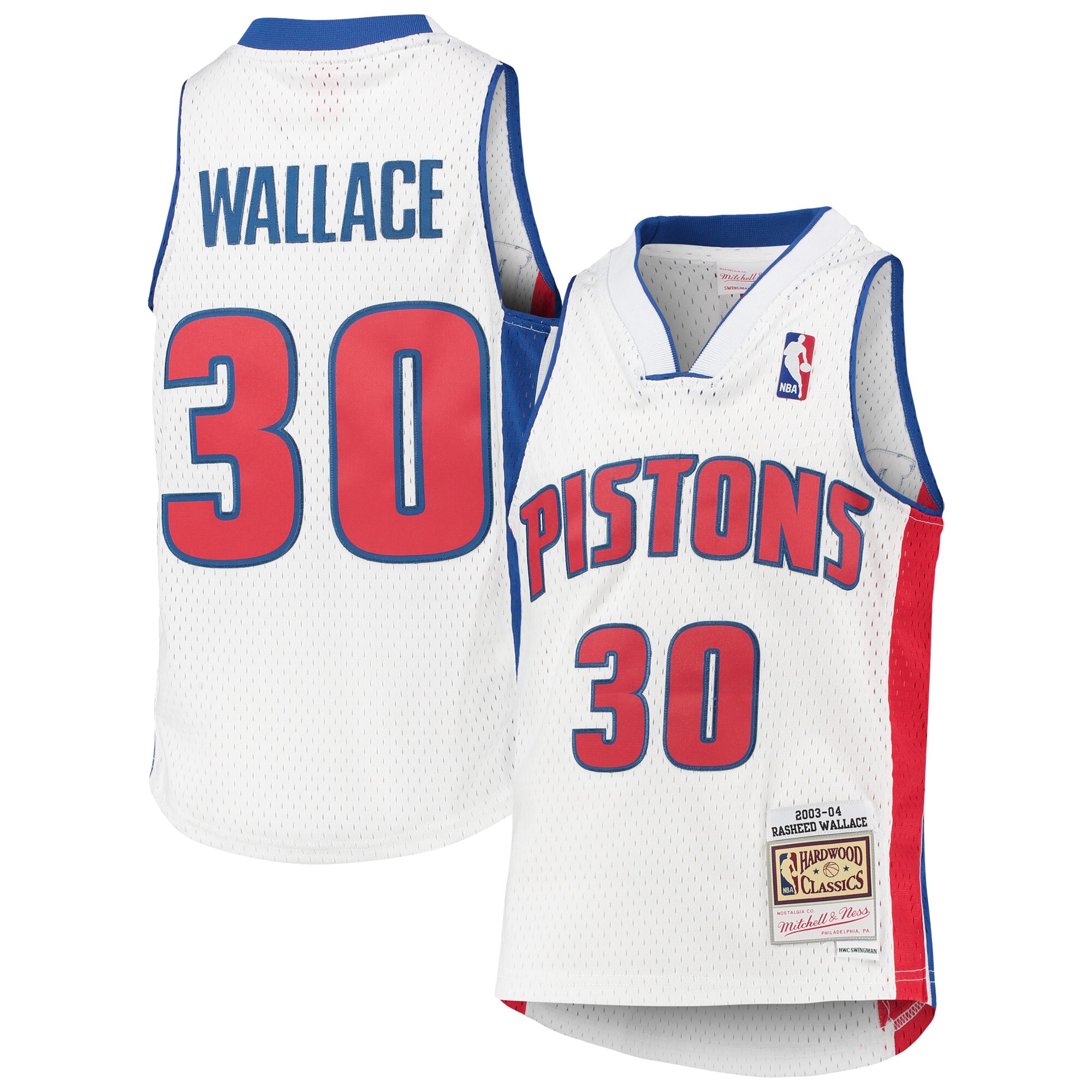 Alternative view of Rasheed Wallace Detroit Pistons Mitchell & Ness Youth 2003/04 Hardwood Classics Swingman Basketball Jersey - White