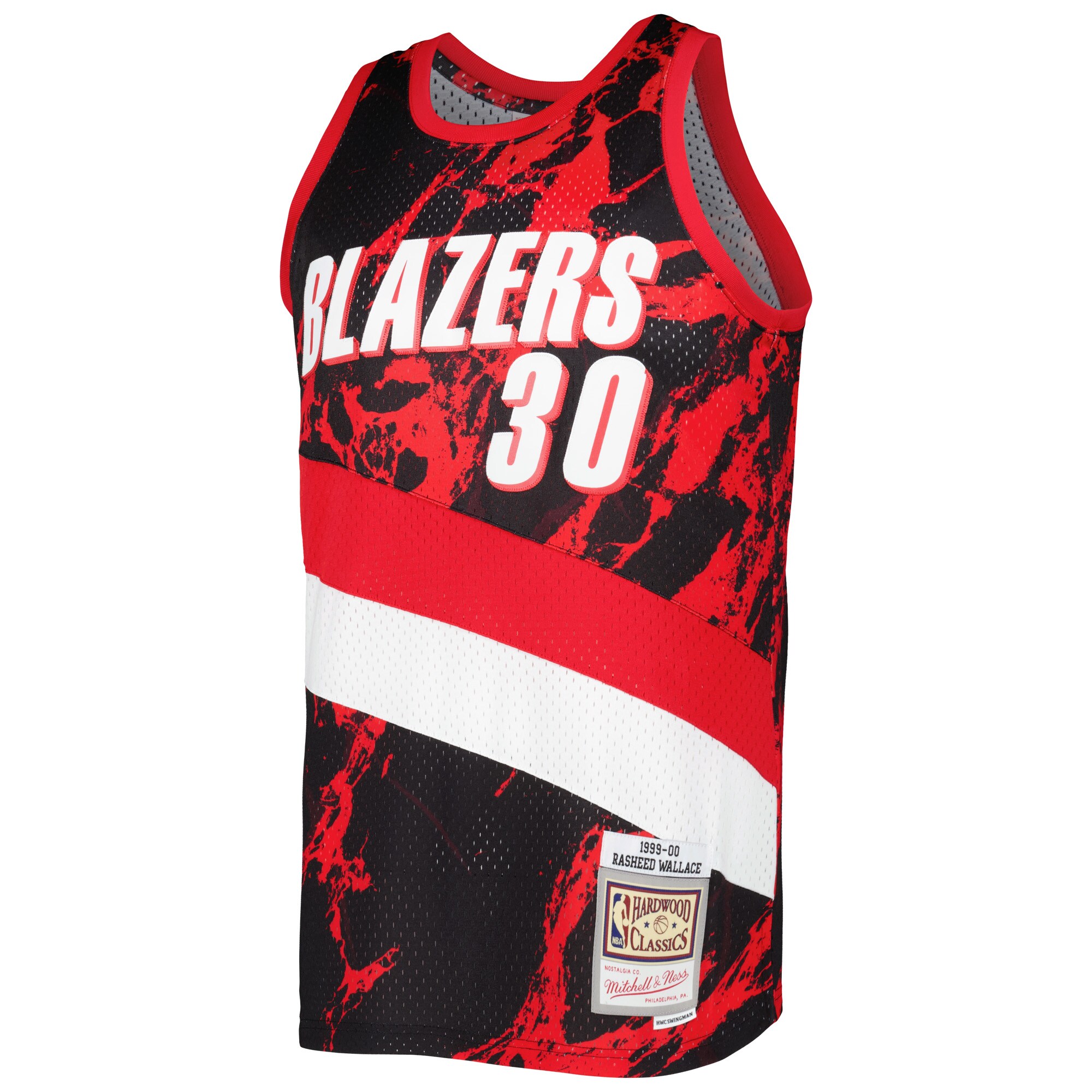 Alternative view of Rasheed Wallace Portland Trail Blazers Mitchell & Ness 1999/00 Hardwood Classics Marble Swingman Basketball Jersey - Black