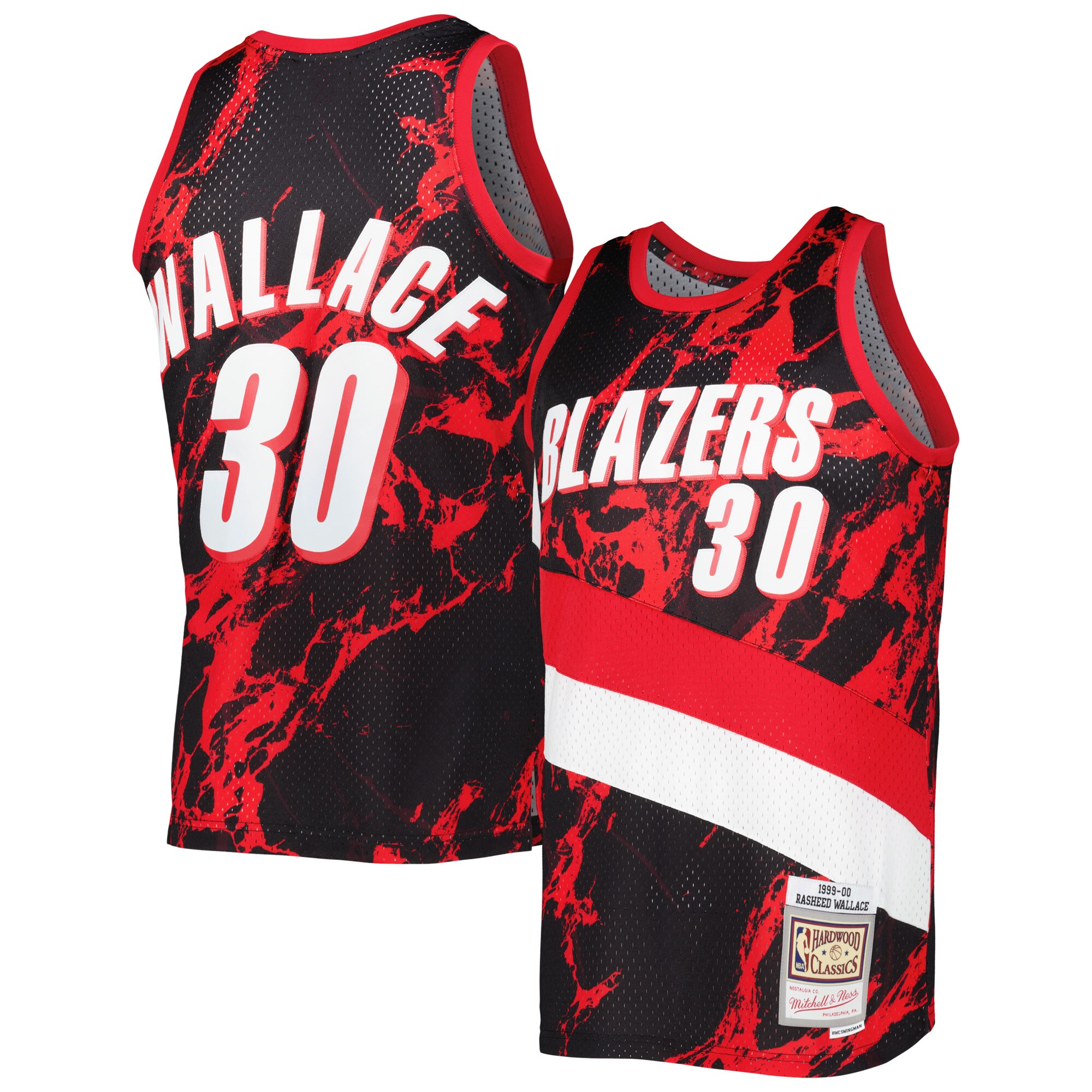 Rasheed Wallace Portland Trail Blazers Mitchell & Ness 1999/00 Hardwood Classics Marble Swingman Basketball Jersey - Black