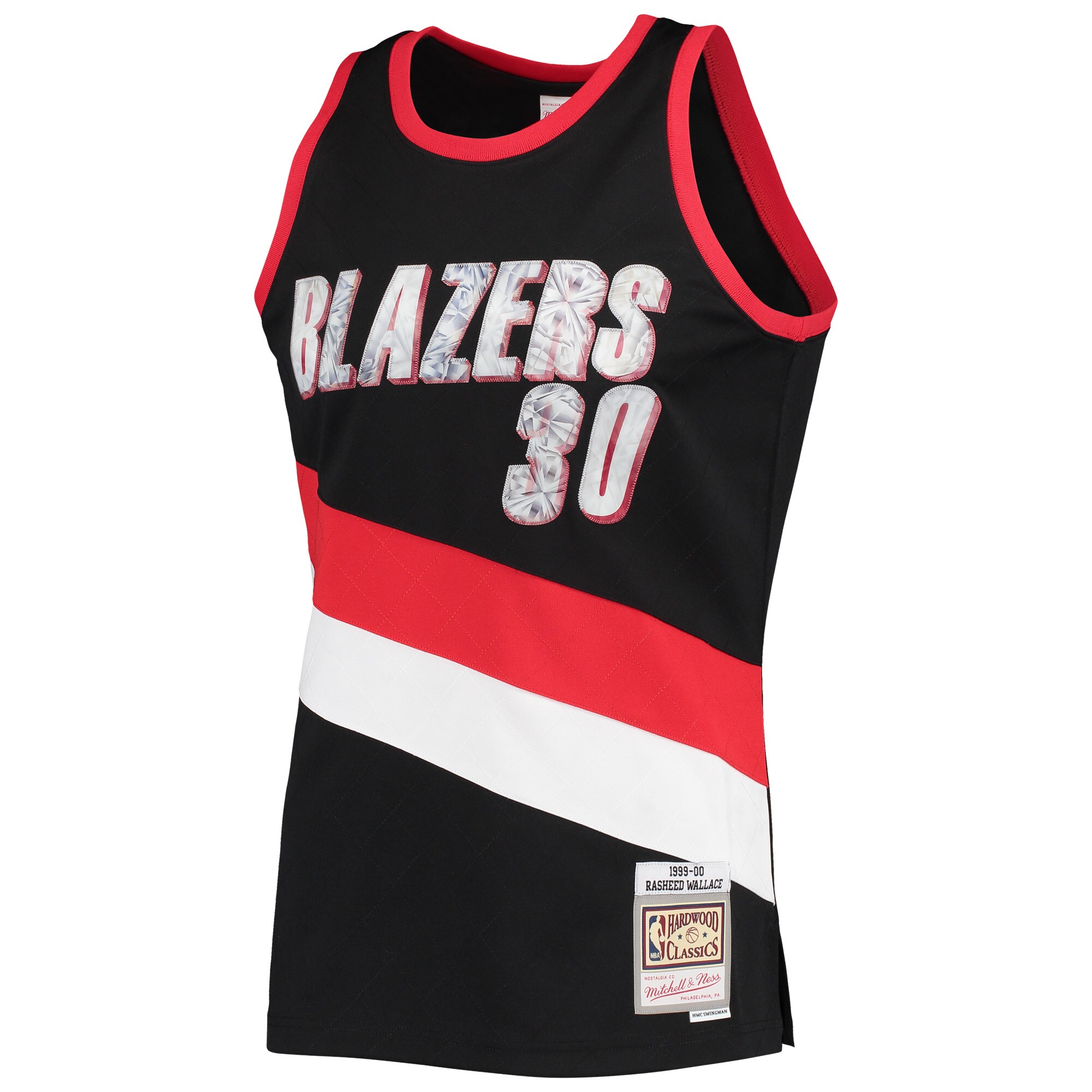 Alternative view of Rasheed Wallace Portland Trail Blazers Mitchell & Ness 1999/00 Hardwood Classics Nba 75th Anniversary Diamond Swingman Basketball Jersey - Black