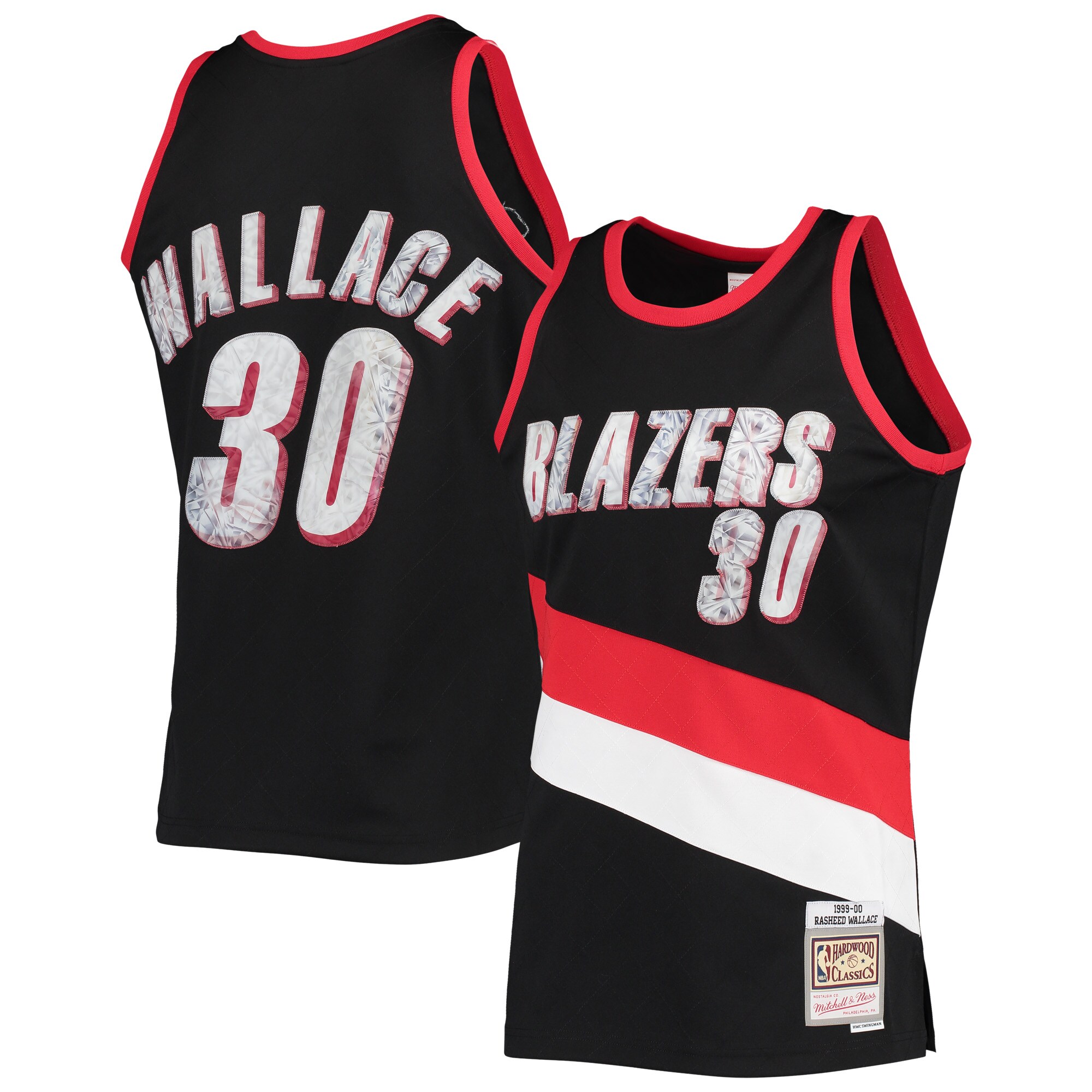 Rasheed Wallace Portland Trail Blazers Mitchell & Ness 1999/00 Hardwood Classics Nba 75th Anniversary Diamond Swingman Basketball Jersey - Black