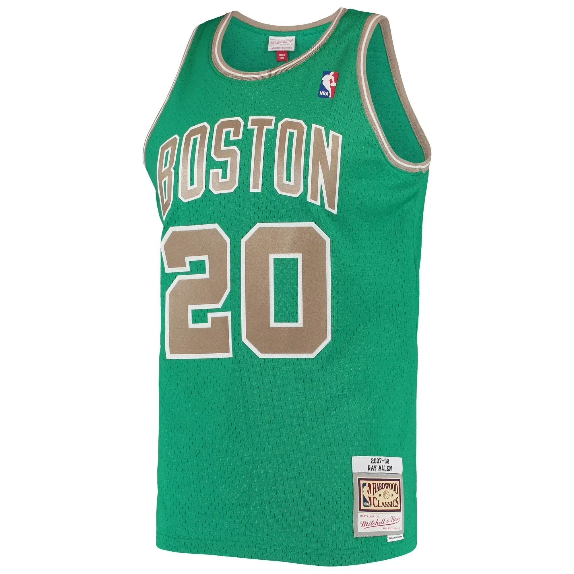 Alternative view of Ray Allen Boston Celtics Mitchell & Ness Hardwood Classics Swingman Basketball Jersey - Kelly Green - JS667 