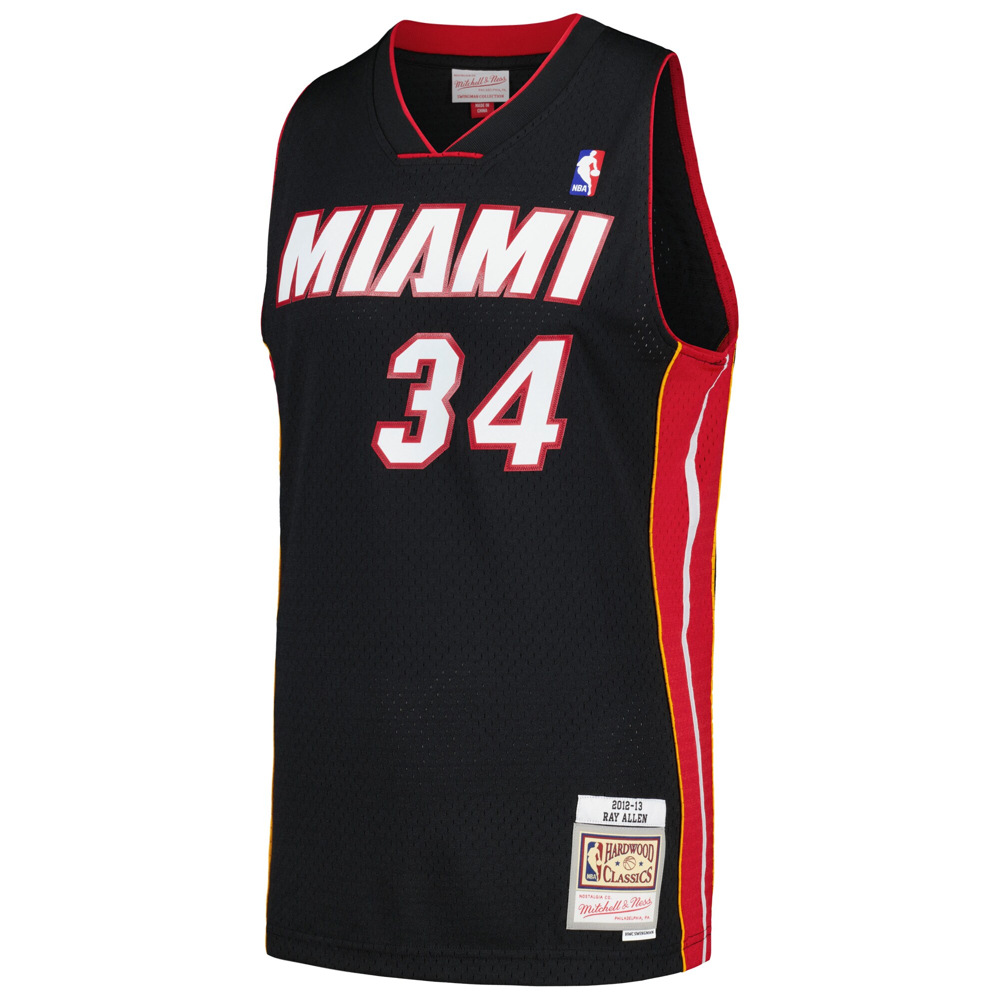Alternative view of Ray Allen Miami Heat Mitchell & Ness  2012/13 Hardwood Classics Swingman Basketball Jersey - Black