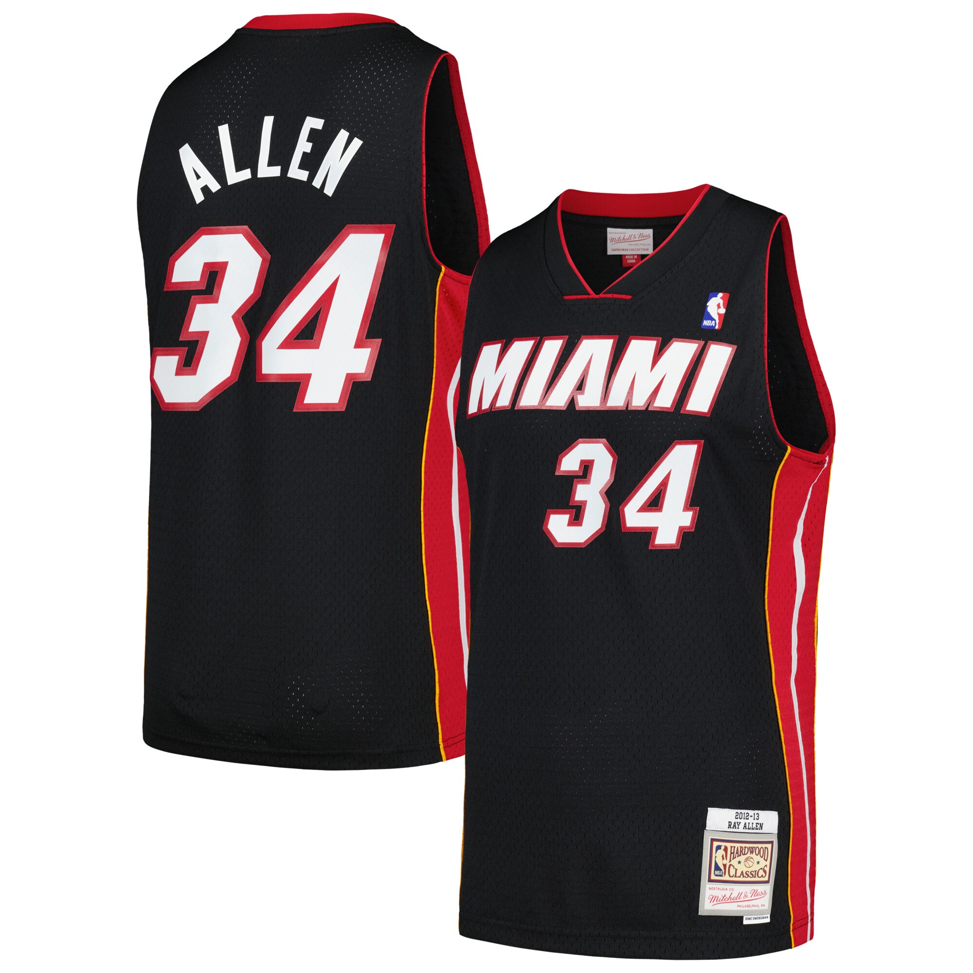 Ray Allen Miami Heat Mitchell & Ness 2012/13 Hardwood Classics Swingman Basketball Jersey - Black