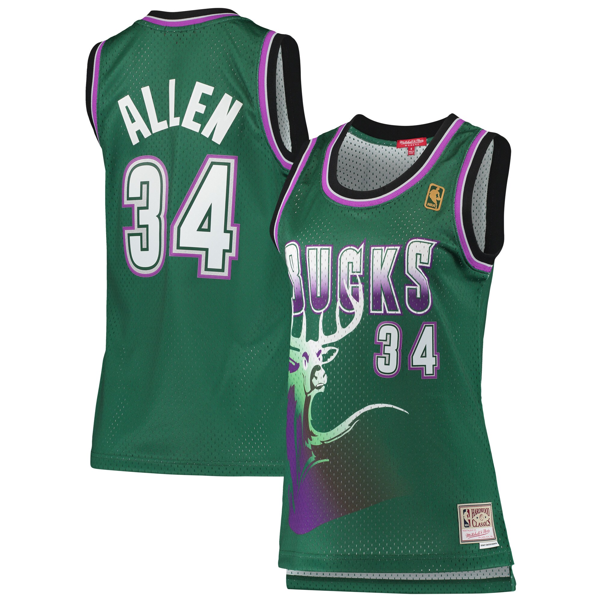 Ray Allen Milwaukee Bucks Mitchell & Ness Women's 1996/97 Hardwood Classics Swingman Basketball Jersey - Green