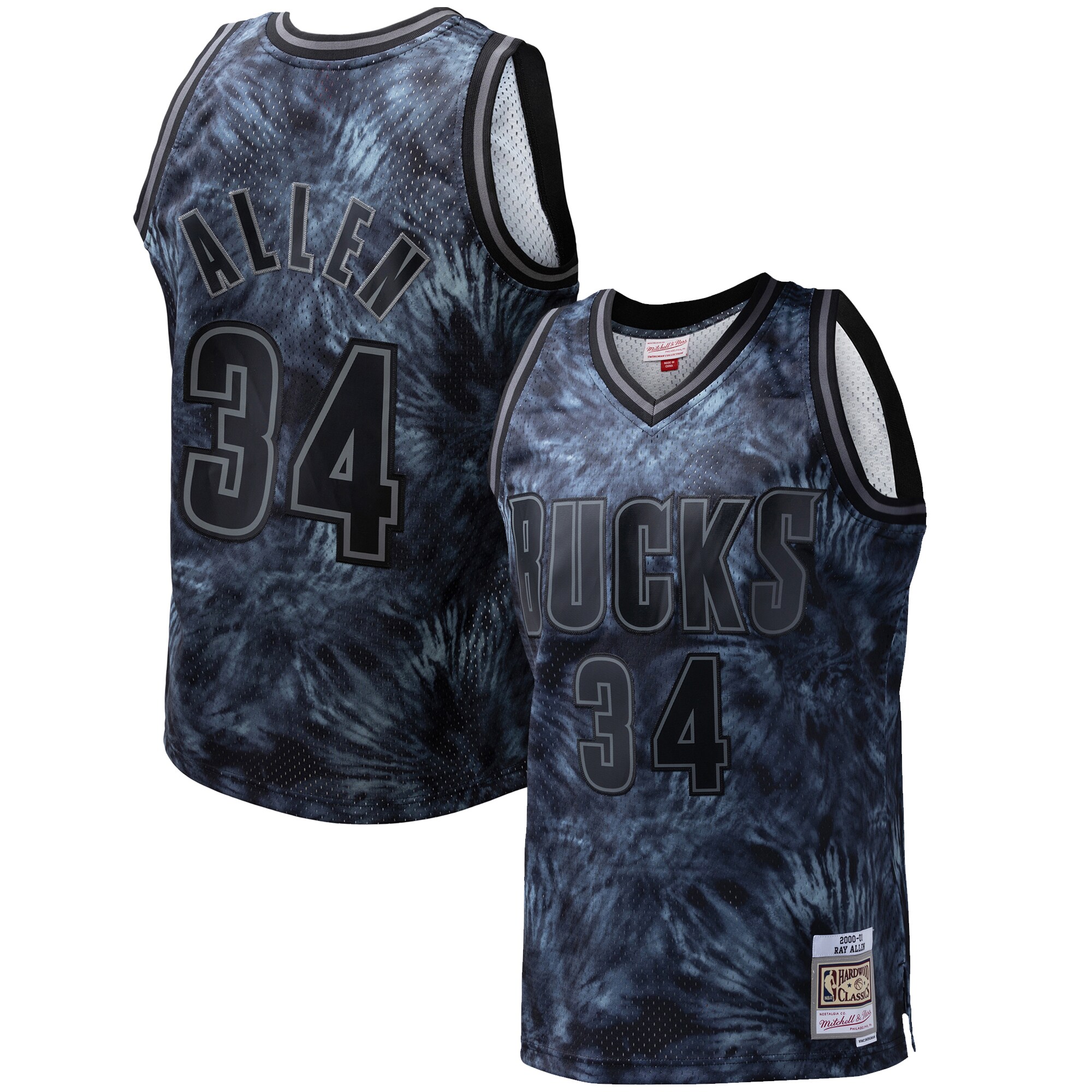 Ray Allen Milwaukee Bucks Mitchell & Ness Hardwood Classics 1996/97 Tie-dye Swingman Basketball Jersey - Black