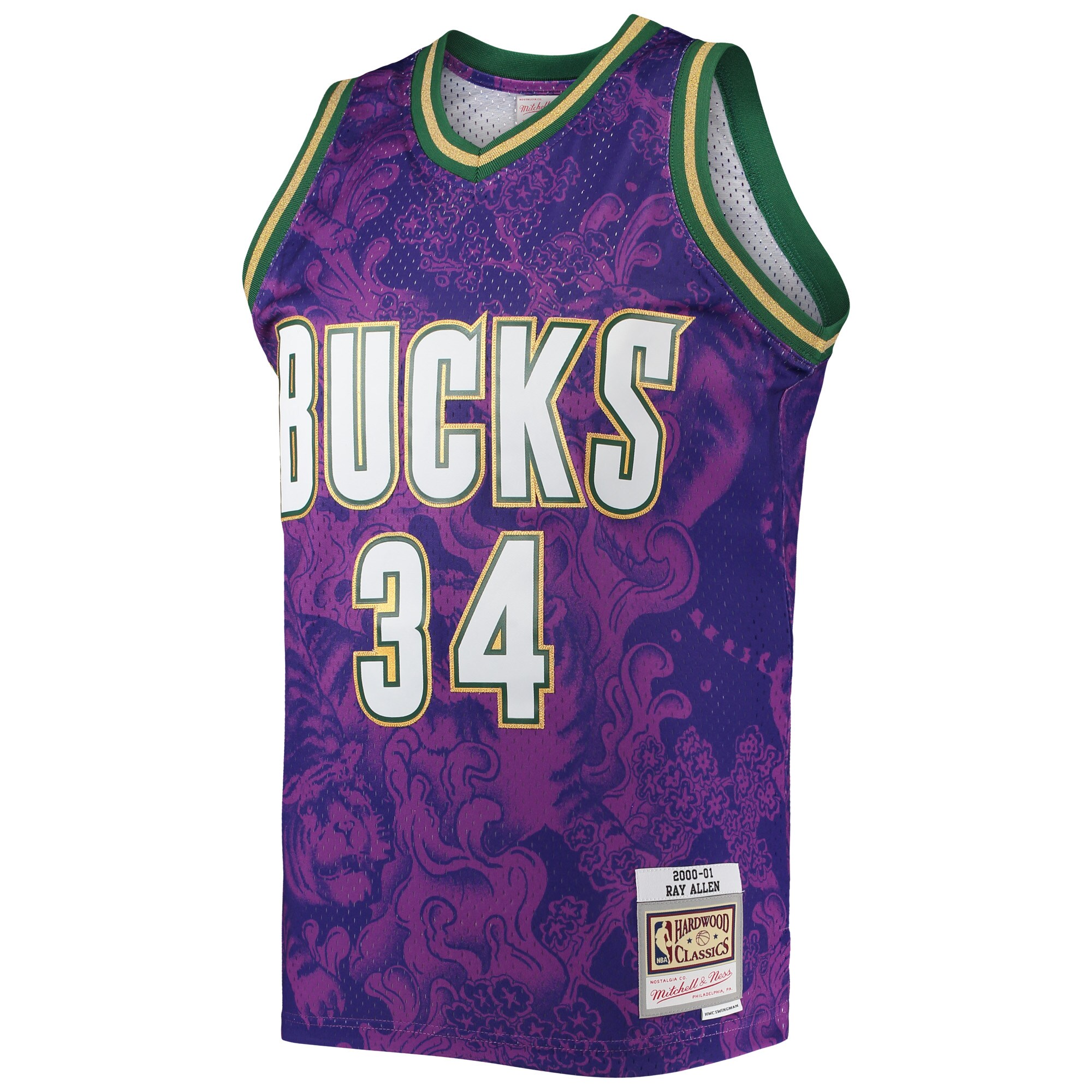 Alternative view of Ray Allen Milwaukee Bucks Mitchell & Ness Hardwood Classics 2000/01 Lunar New Year Swingman Basketball Jersey - Purple