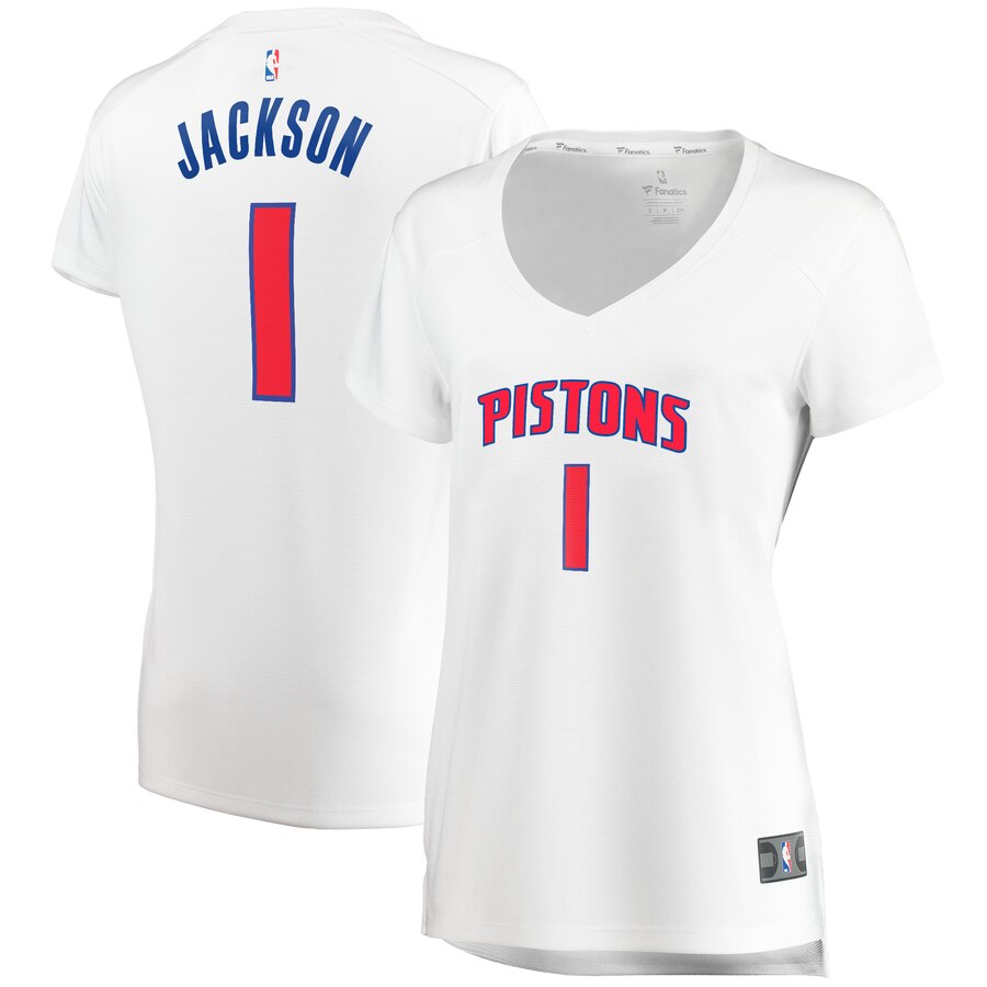 Reggie Jackson Detroit Pistons Fanatics Branded Women's Fast Break Replica Player Basketball Jersey - Association Edition - White
