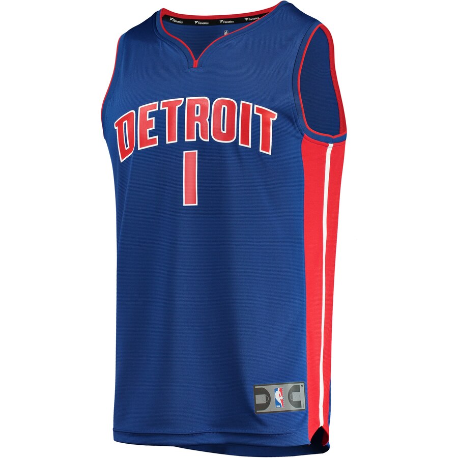Alternative view of Reggie Jackson Detroit Pistons Fanatics Branded Youth Fast Break Replica Basketball Jersey Blue - Icon Edition