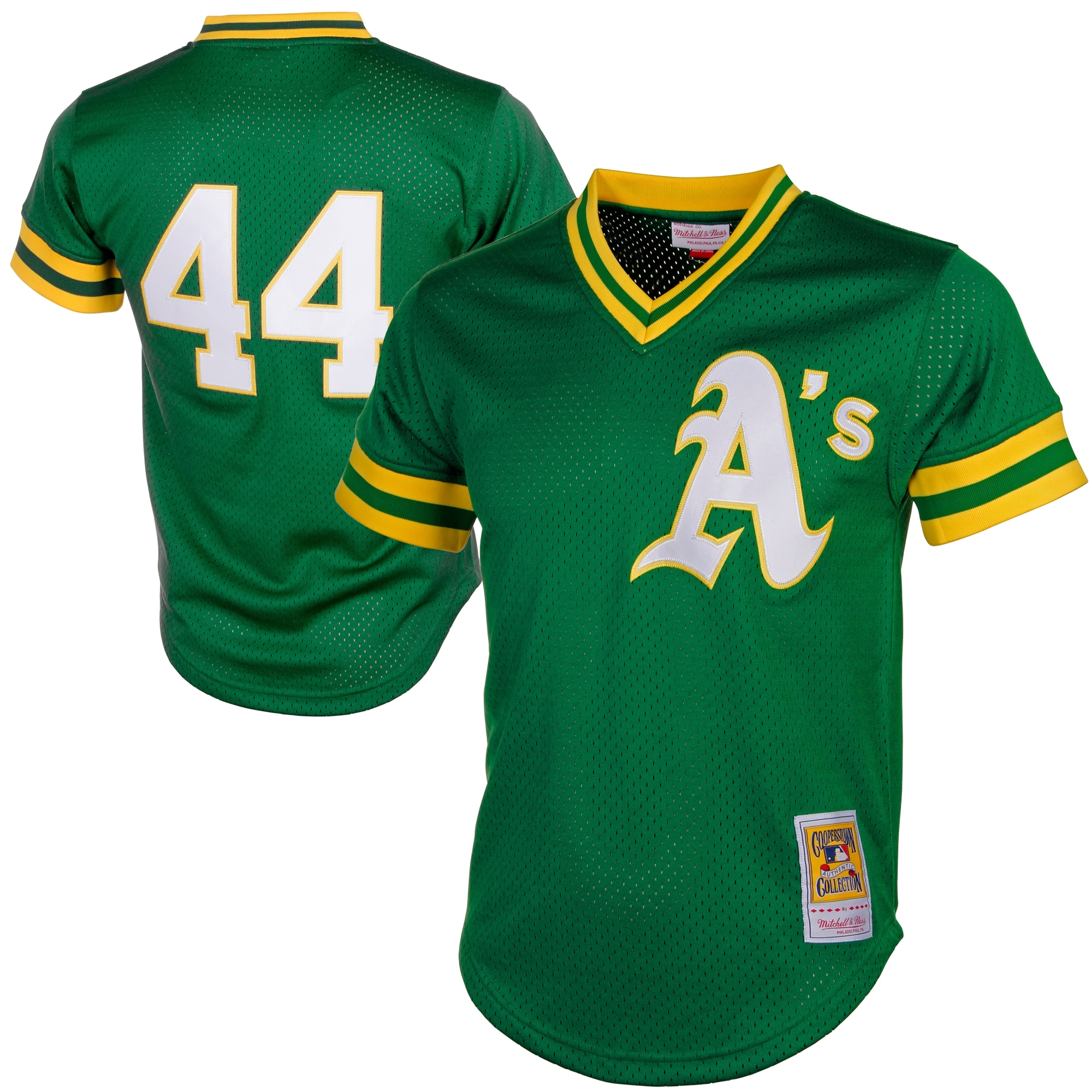 Reggie Jackson Oakland Athletics Mitchell & Ness Cooperstown Mesh Batting Practice Baseball Jersey - Green