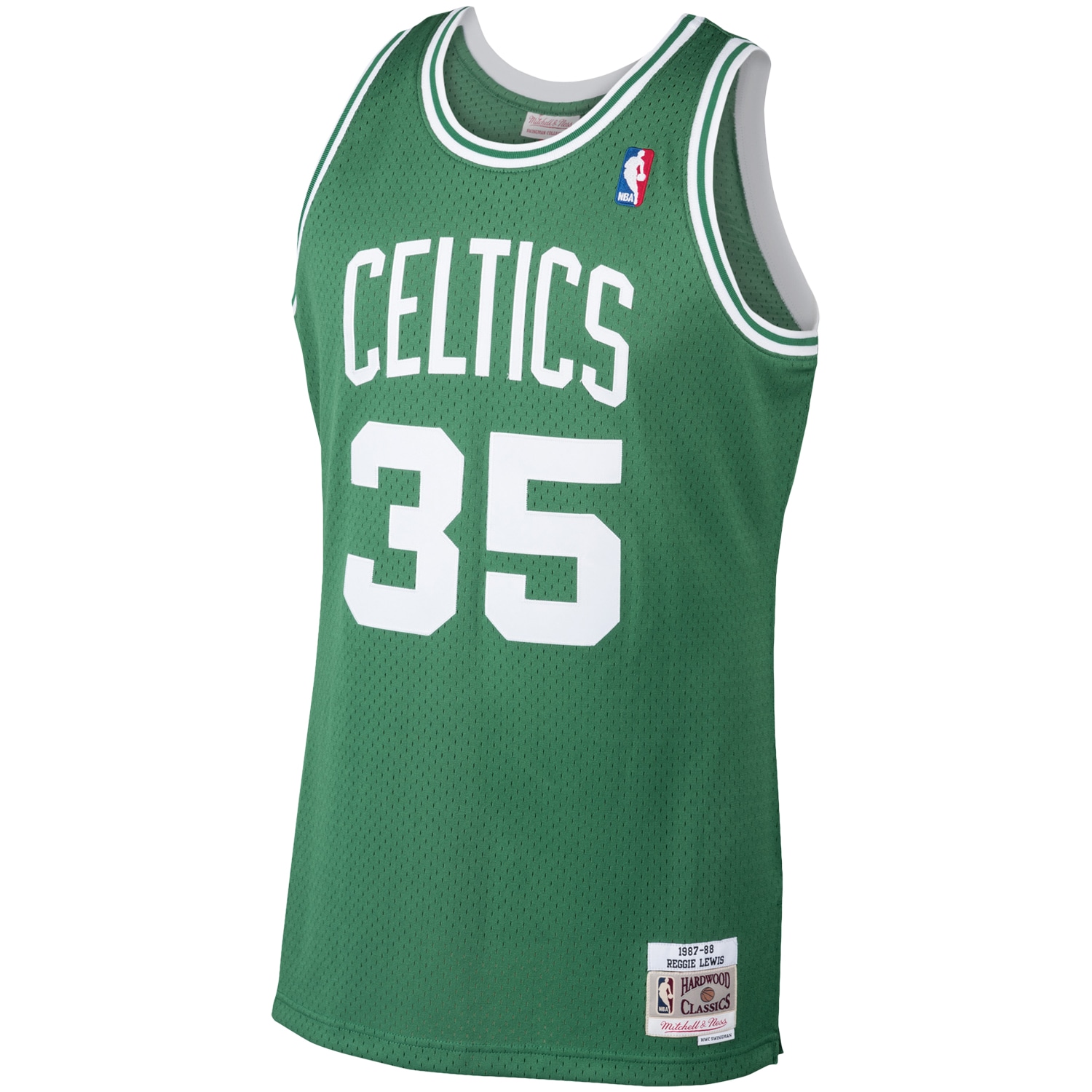 Alternative view of Reggie Lewis Boston Celtics Mitchell & Ness 1987/88 Hardwood Classics Swingman Basketball Jersey - Kelly Green