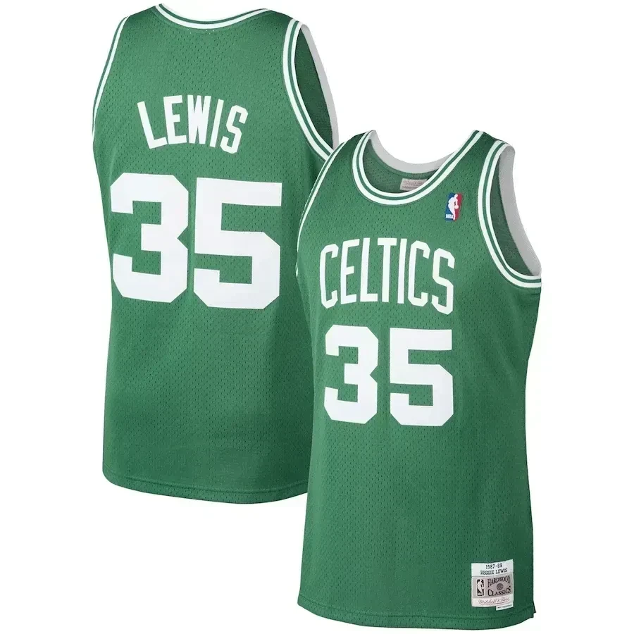 Reggie Lewis Boston Celtics Mitchell & Ness 1987-88 Hardwood Classics Swingman Basketball Jersey - Kelly Green - JS612