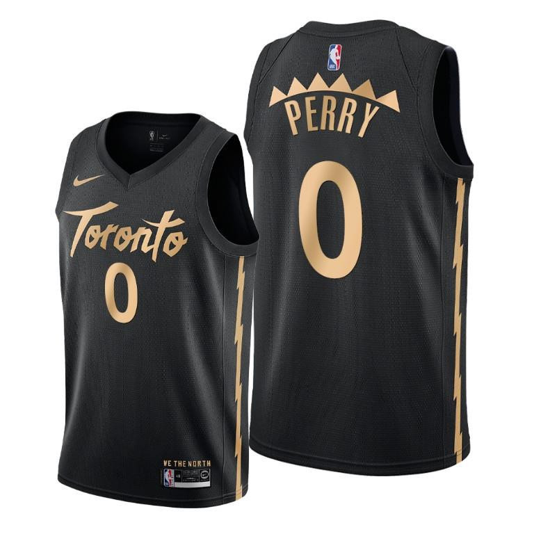 Reggie Perry Toronto Raptors Black City Edition Basketball Jersey 0 - Men Basketball Jersey - JS221 