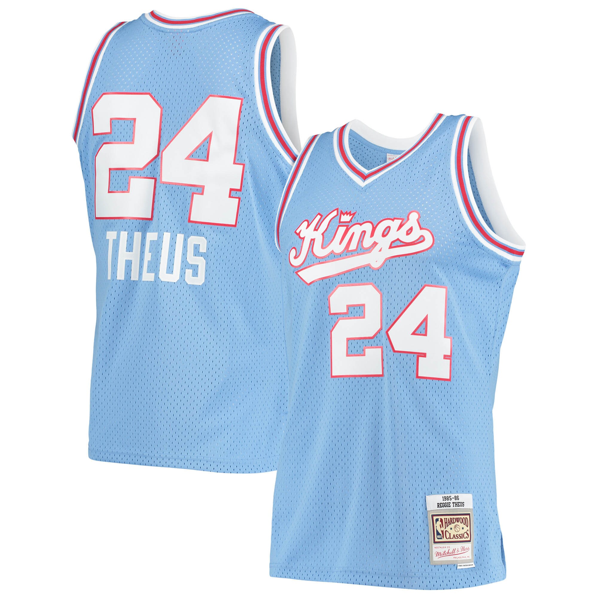 Alternative view of Reggie Theus Sacramento Kings Mitchell & Ness 1985/86 Hardwood Classics Swingman Basketball Jersey - Light Blue