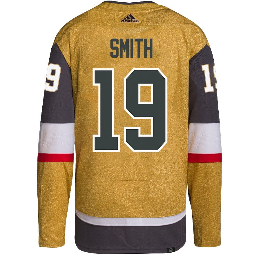 Alternative view of Reilly Smith 19 Vegas Golden Knights Stanley Cup 2023 Champions Patch Home Breakaway Men Hockey Jersey - Gold - JS929 