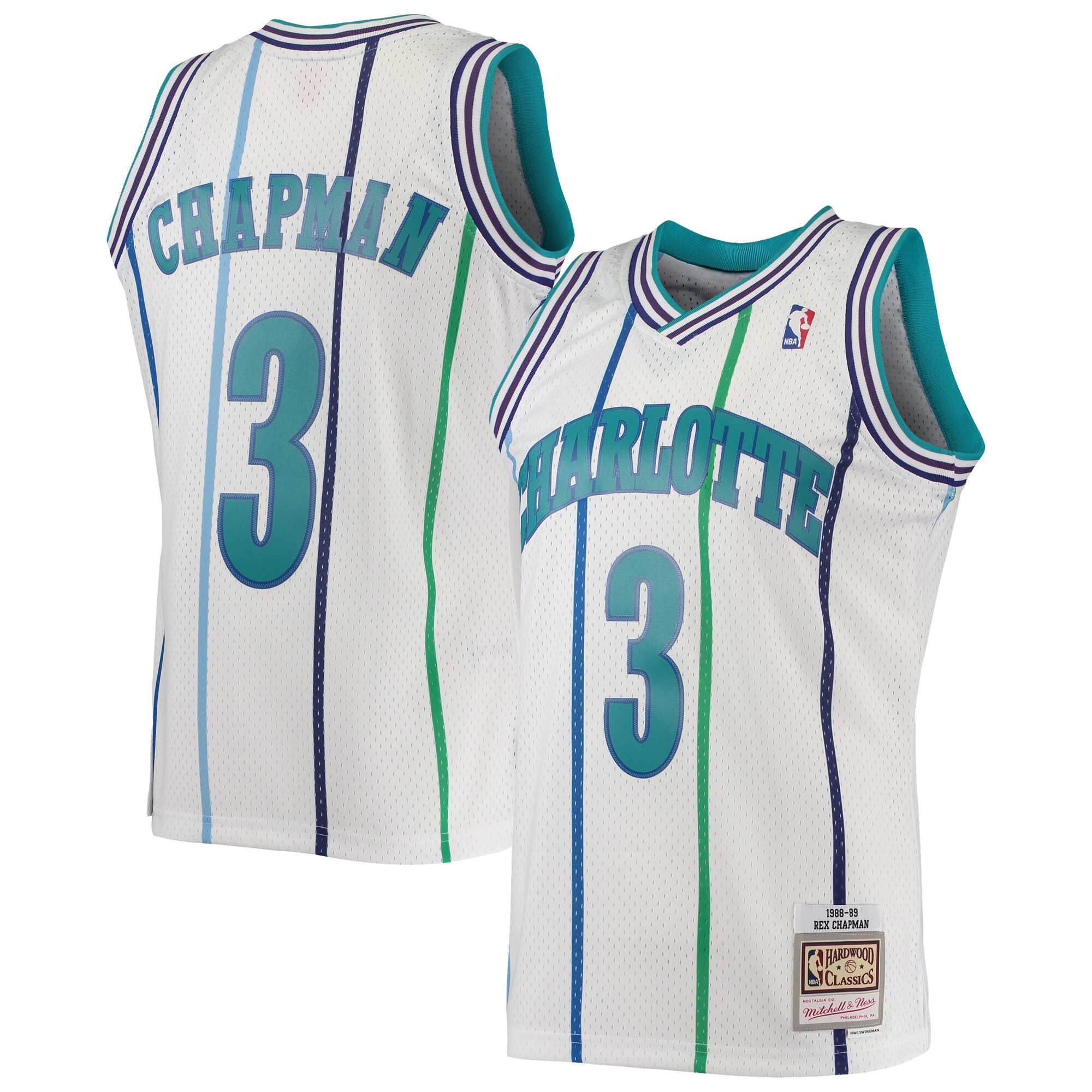 Rex Chapman Charlotte Hornets Mitchell & Ness 1988/89 Hardwood Classics Swingman Basketball Jersey - White
