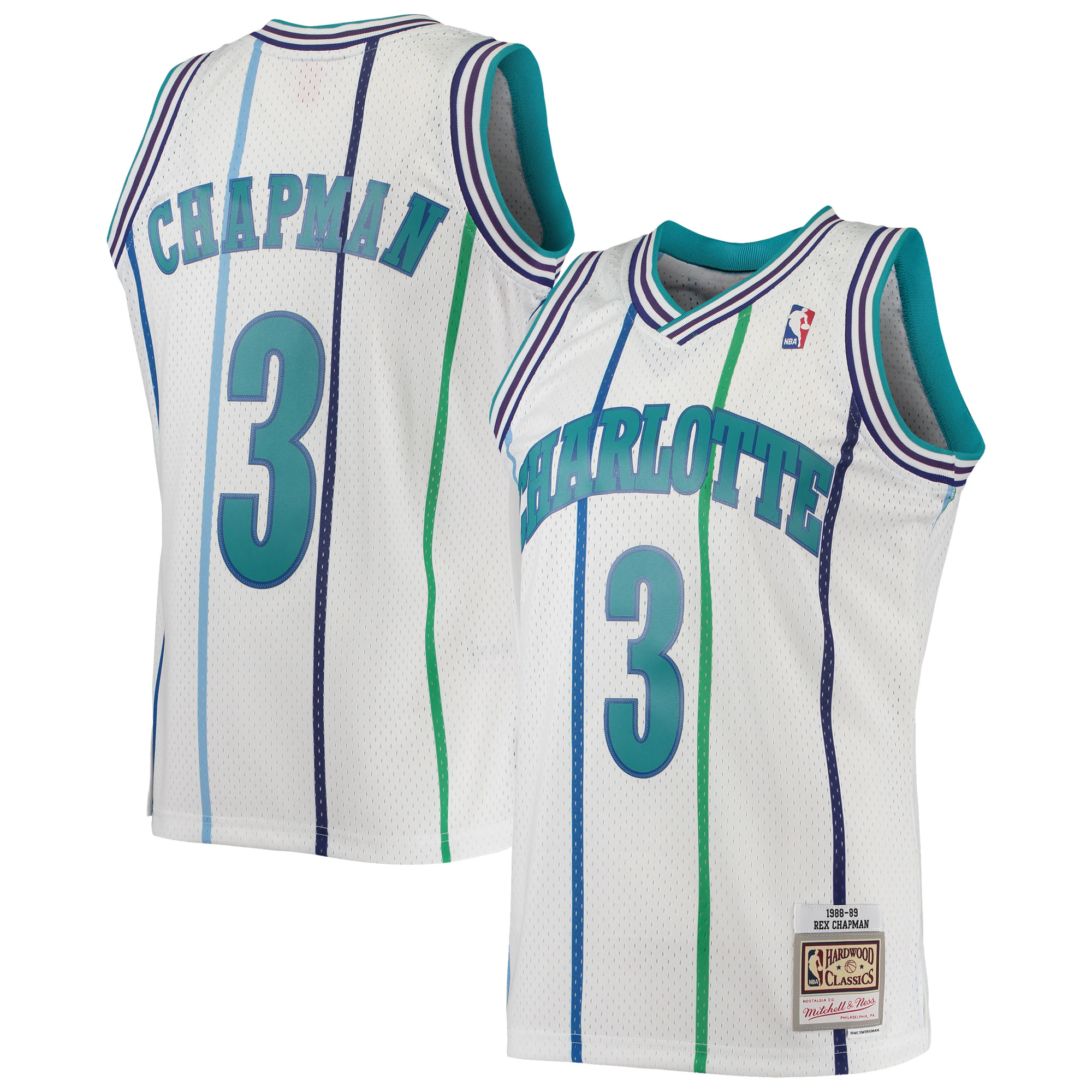 Rex Chapman Charlotte Hornets Mitchell & Ness 1988-89 Hardwood Classics Swingman Basketball Jersey - White