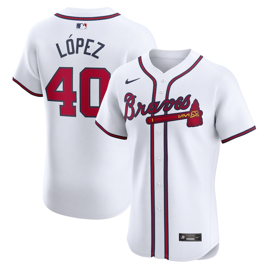Reynaldo Lopez 40 Atlanta Braves Home Elite Player Men Baseball Jersey - White - JS722