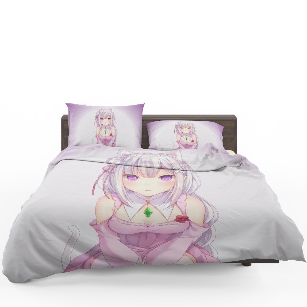 Rezero Emilia Anime Girl Japanese Bedding Set - Custom Bedding Set