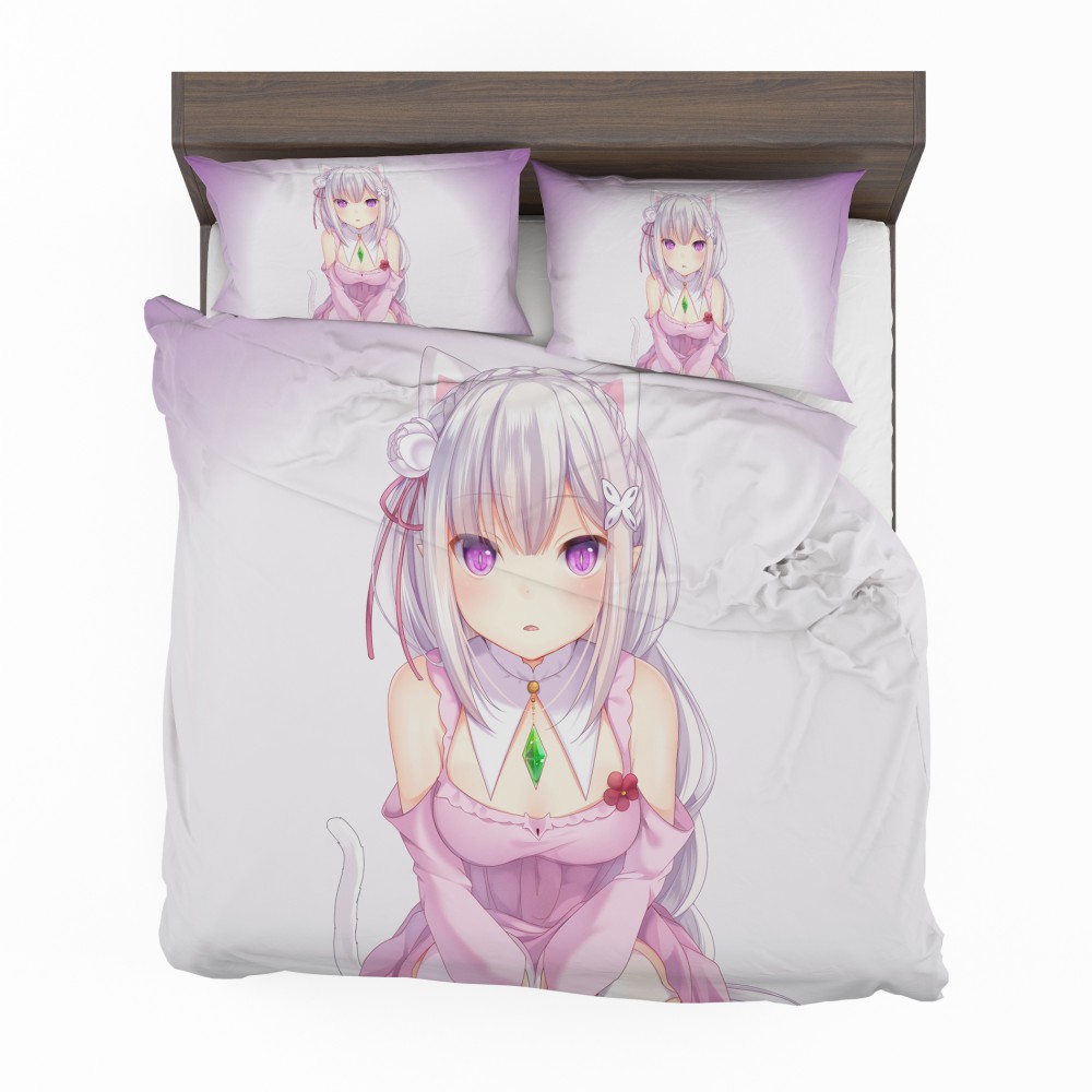 Alternative view of Rezero Emilia Anime Girl Japanese Bedding Set - Custom Bedding Set