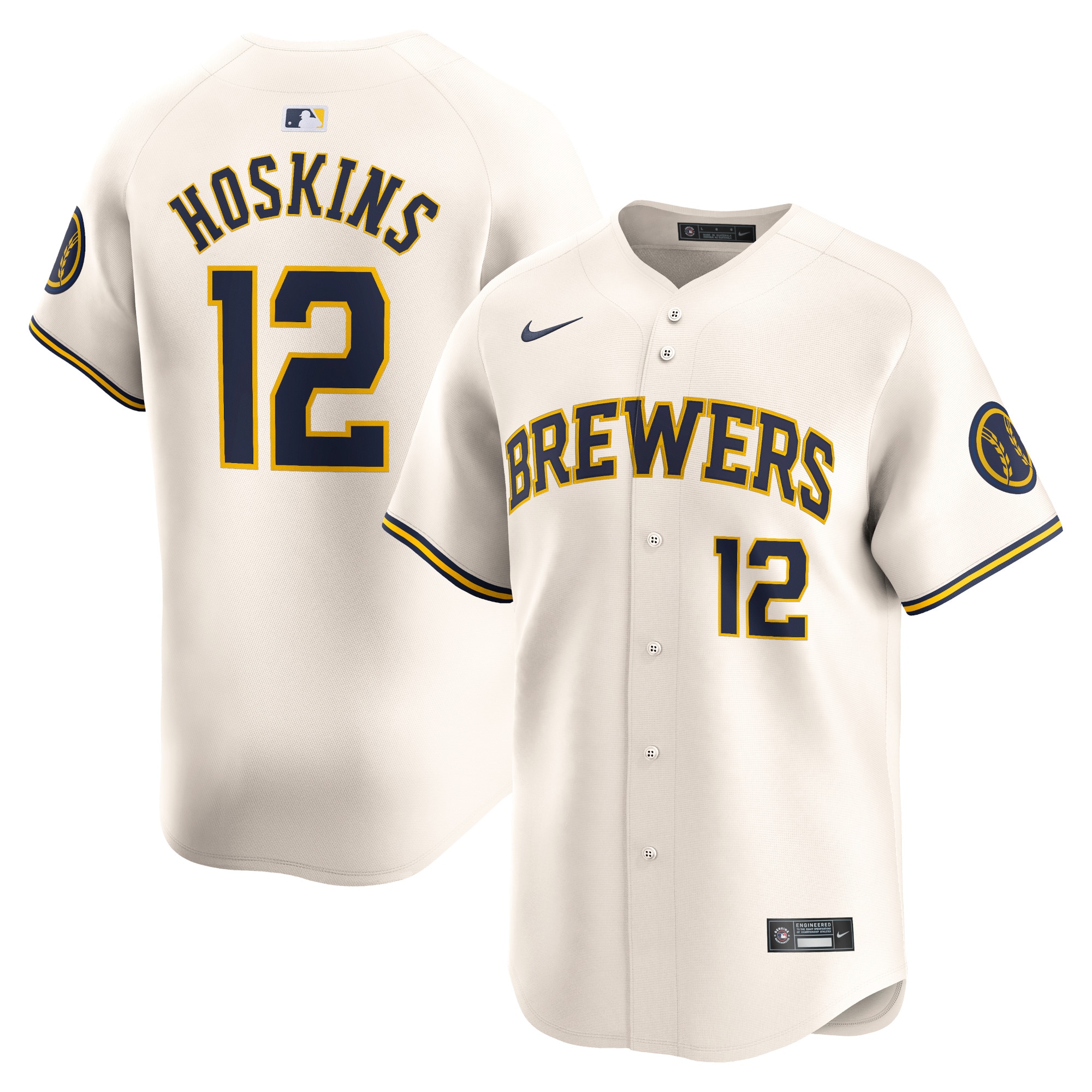 Rhys Hoskins Milwaukee Brewers Home Limited Player Baseball Jersey - Cream
