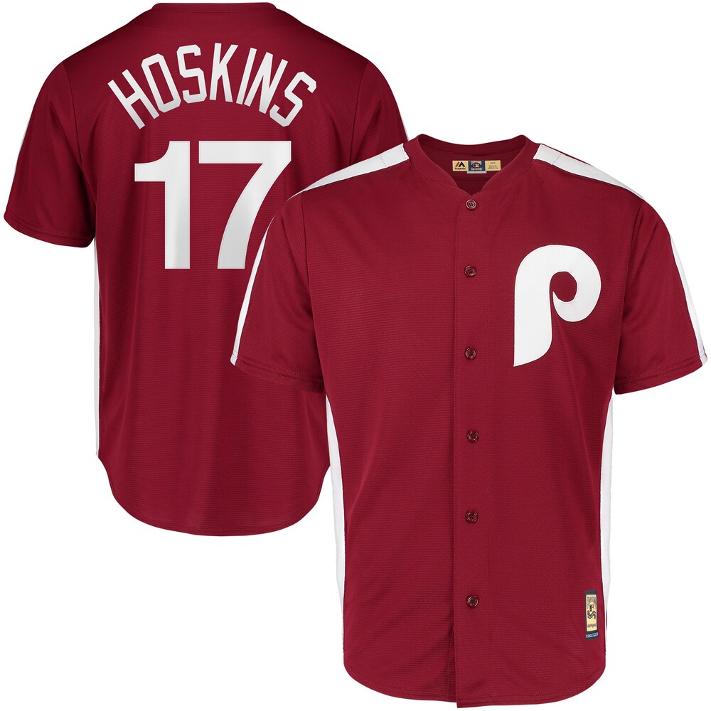 Rhys Hoskins Philadelphia Phillies Majestic 1979 Saturday Night Special Cool Base Cooperstown Player Baseball Jersey - Maroon