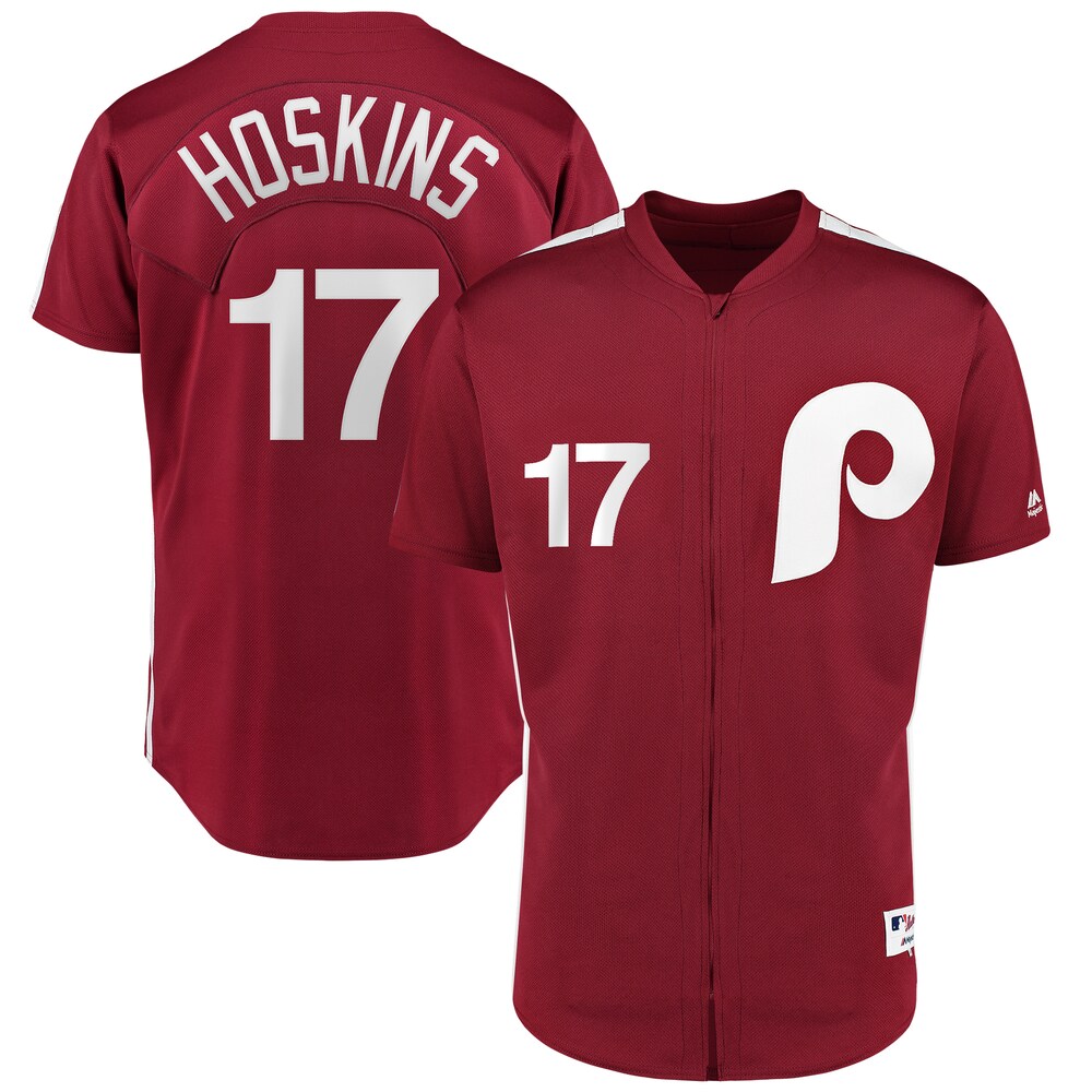 Rhys Hoskins Philadelphia Phillies Majestic 1979 Saturday Night Special Player Baseball Jersey - Scarlet