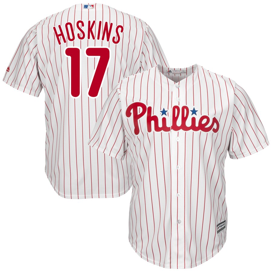 Rhys Hoskins Philadelphia Phillies Majestic Home Official Cool Base Player Baseball Jersey – White