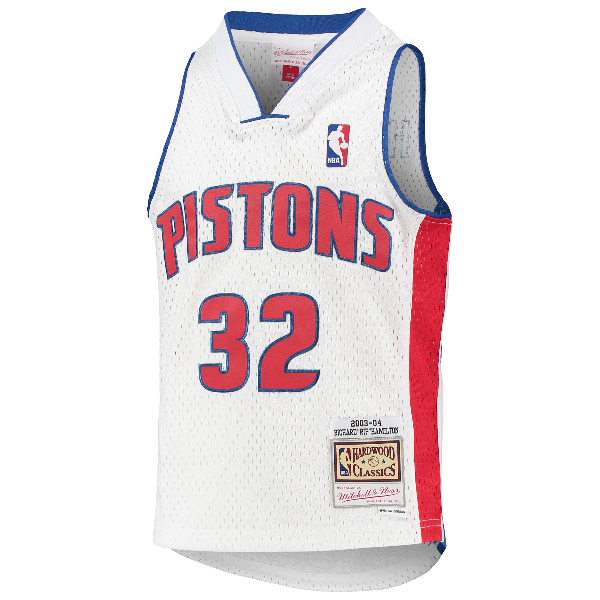 Alternative view of Richard Hamilton Detroit Pistons Mitchell & Ness Youth 2003/04 Hardwood Classics Swingman Basketball Jersey - White
