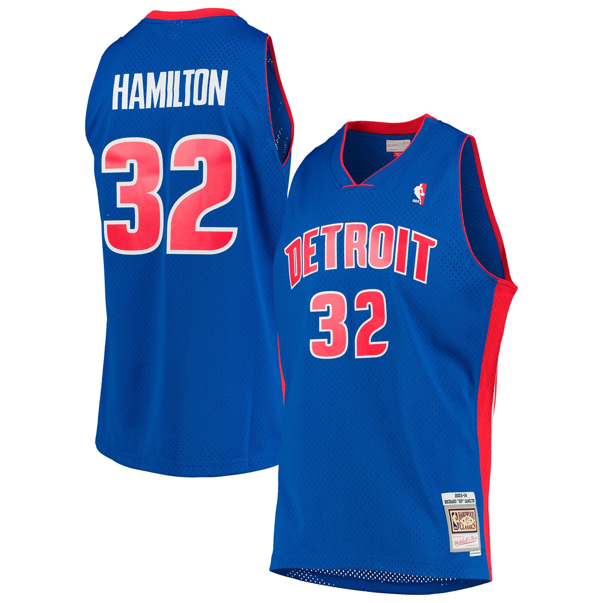 Alternative view of Richard Hamilton Detroit Pistons Mitchell & Ness 2003-04 Hardwood Classics Swingman Basketball Jersey - Blue