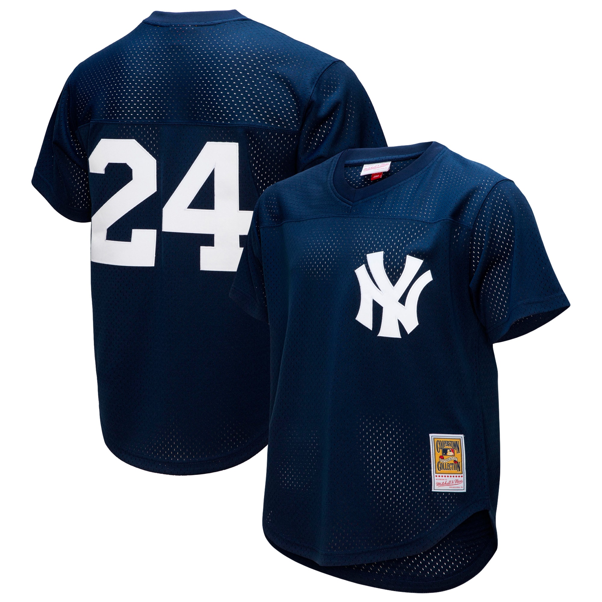 Rickey Henderson New York Yankees Mitchell & Ness Cooperstown Collection Mesh Batting Practice Button-up Baseball Jersey - Navy