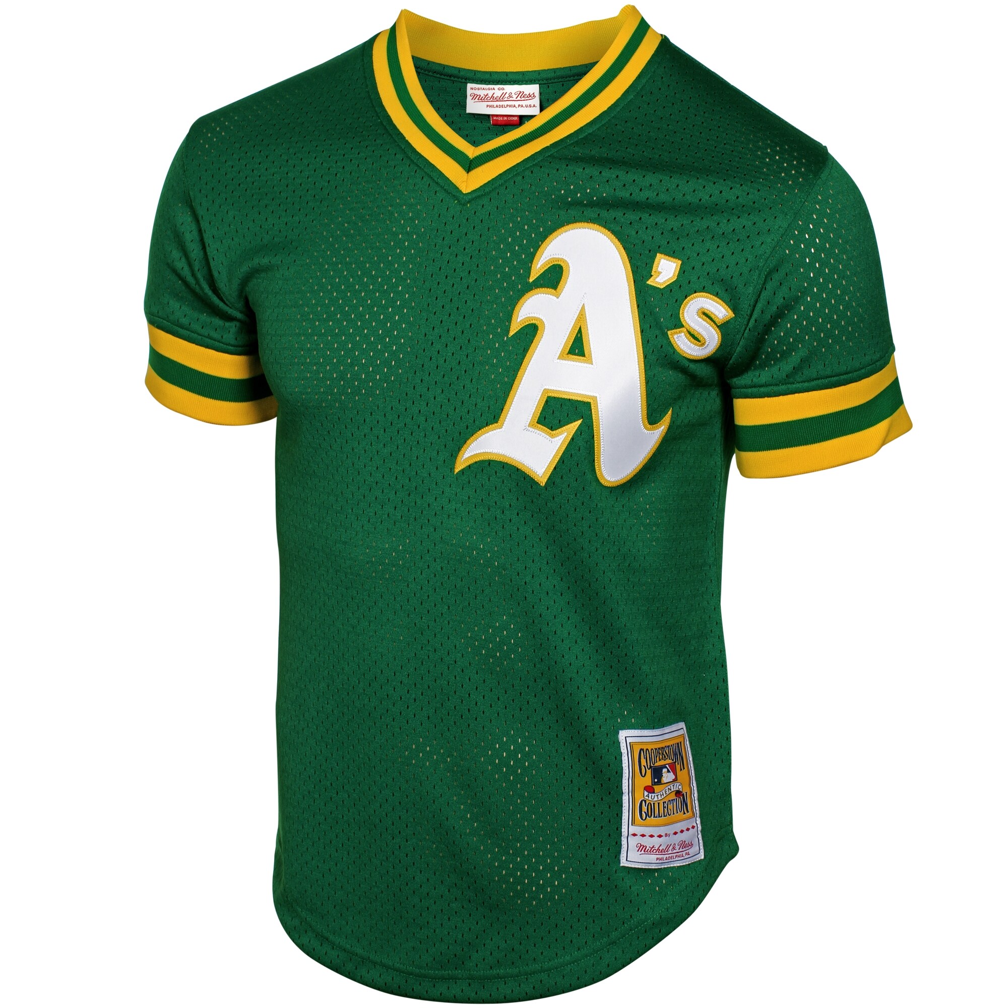 Alternative view of Rickey Henderson Oakland Athletics Mitchell & Ness 1991 Cooperstown Mesh Batting Practice Baseball Jersey - Green