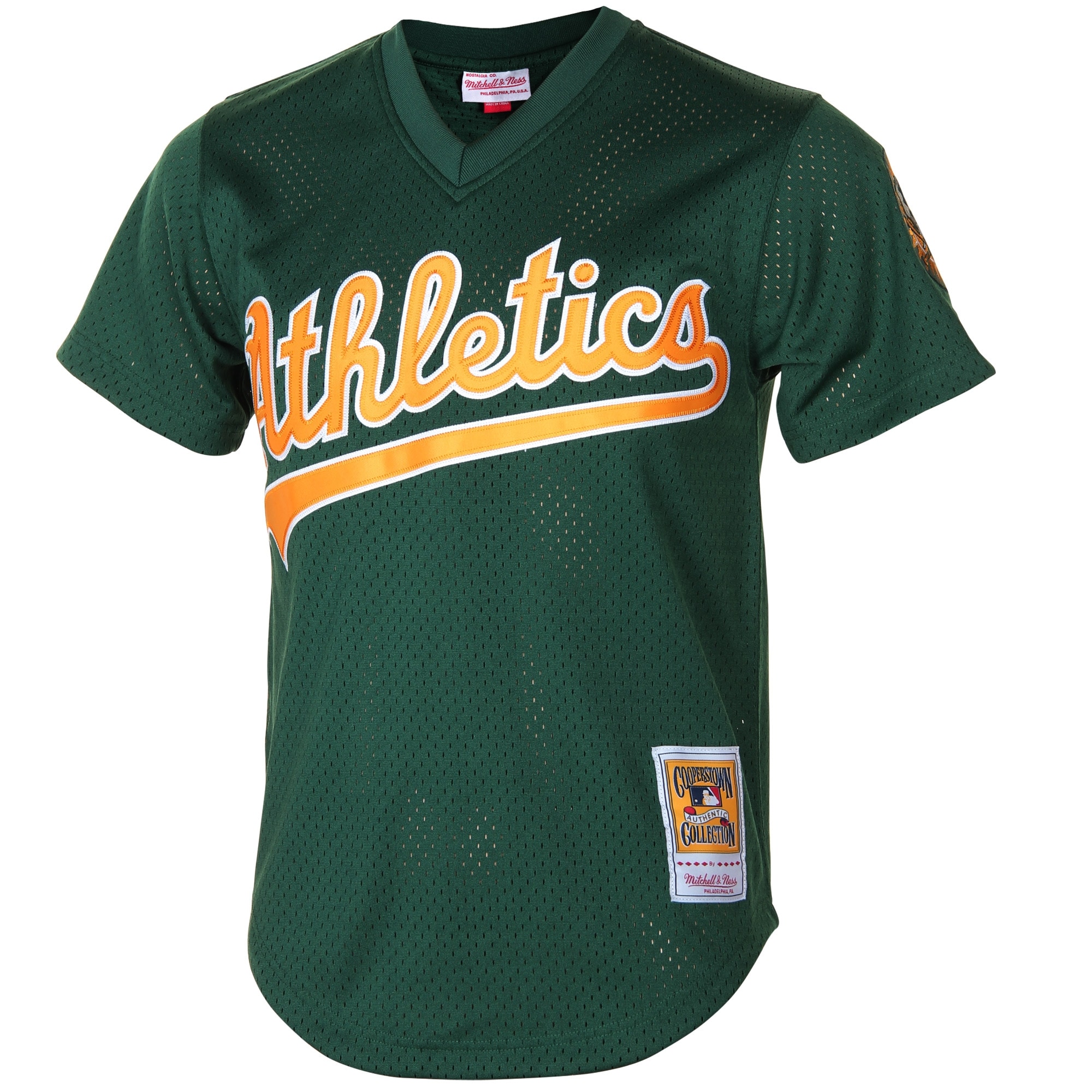 Alternative view of Rickey Henderson Oakland Athletics Mitchell & Ness 1998 Cooperstown Mesh Batting Practice Baseball Jersey - Green