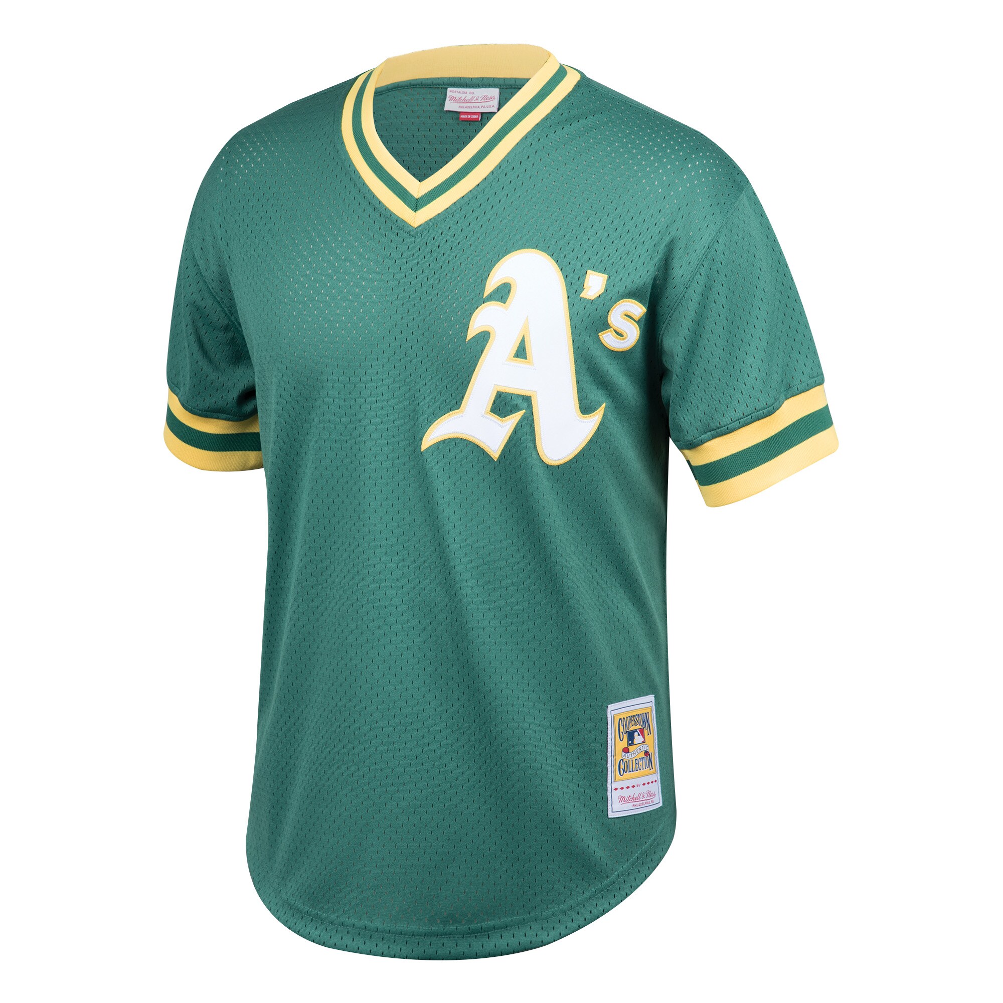 Alternative view of Rickey Henderson Oakland Athletics Mitchell & Ness Cooperstown Collection Big & Tall Mesh Batting Practice Baseball Jersey - Green