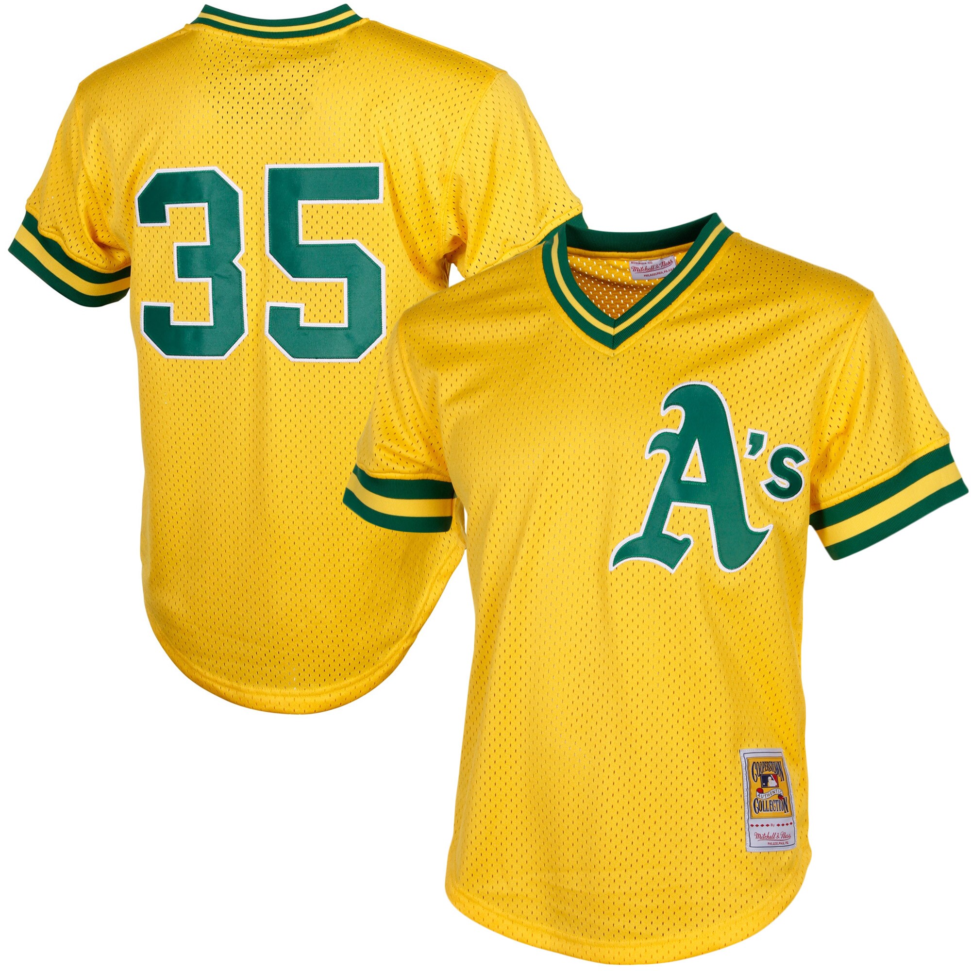 Rickey Henderson Oakland Athletics Mitchell & Ness Cooperstown Mesh Batting Practice Baseball Jersey - Yellow