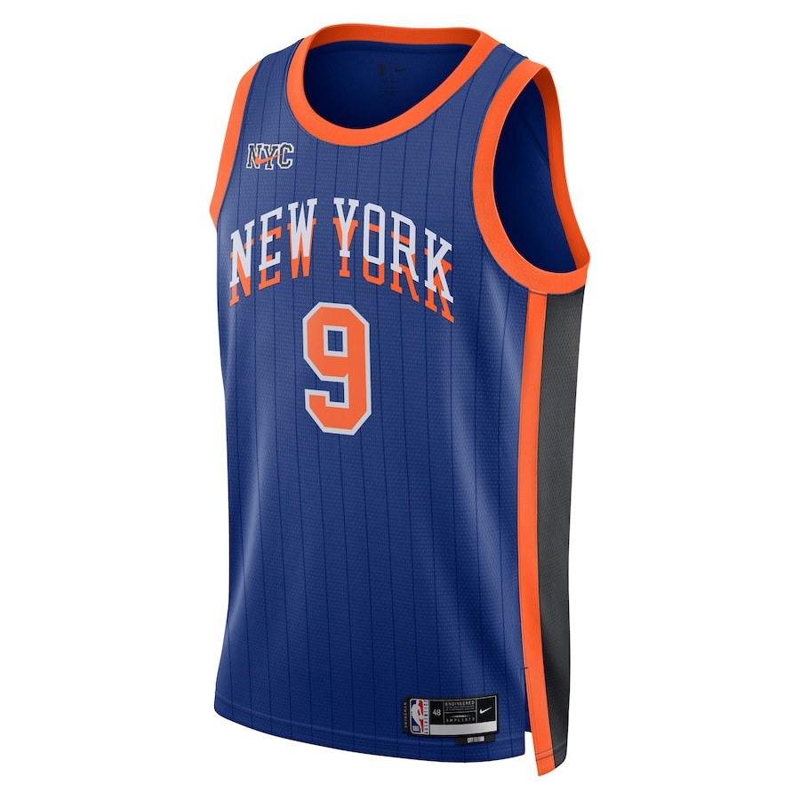 Alternative view of RJ Barrett 9 New York Knicks 2023/24 City Edition Swingman Basketball Jersey - Blue - JS725 